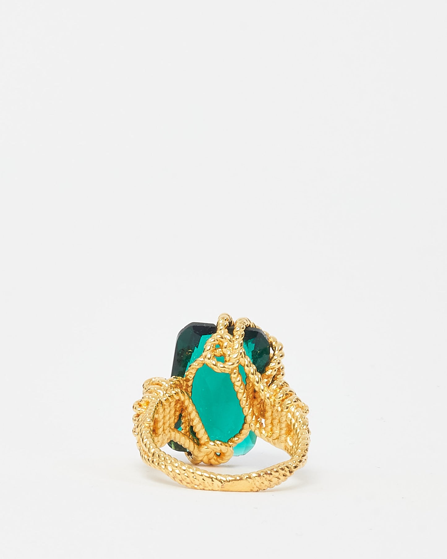 Zimmermann Gold Brass and Emerald Glass Bloom Embellished Ring - M