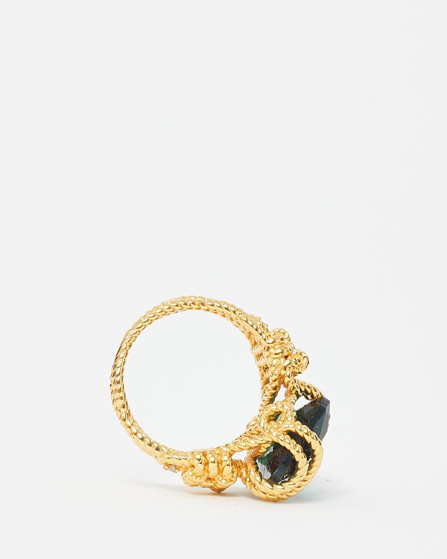 Zimmermann Gold Brass and Emerald Glass Bloom Embellished Ring - M