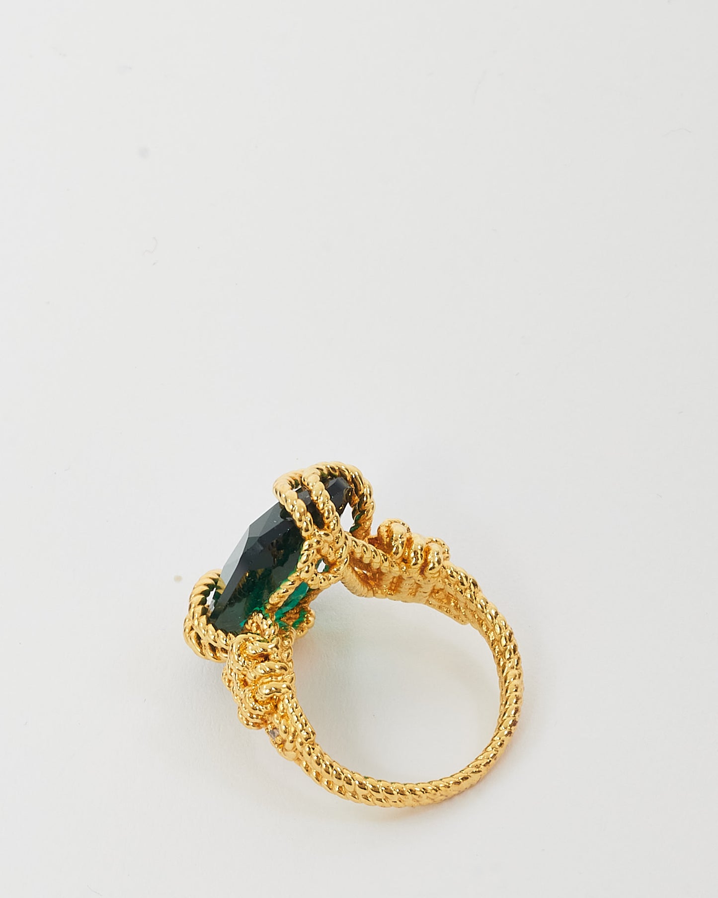 Zimmermann Gold Brass and Emerald Glass Bloom Embellished Ring - M