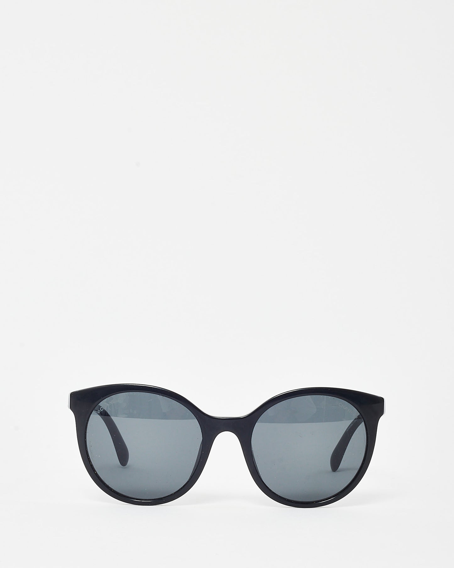 Chanel Black Acetate Gold Metal Logo Pantos Cat Eye Sunglasses 5440