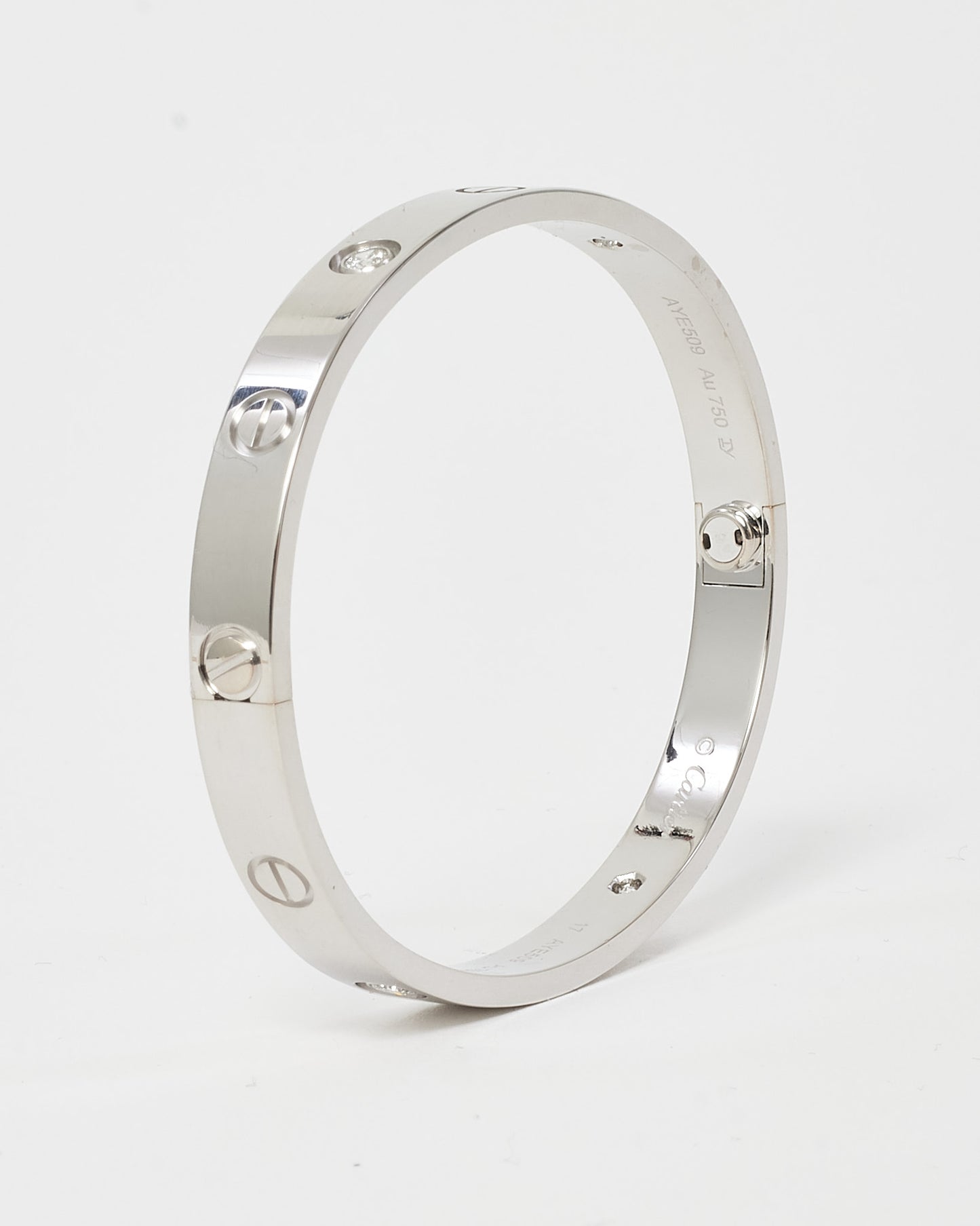 Cartier White Gold 4 Diamond Classic Model Love Bracelet - 17