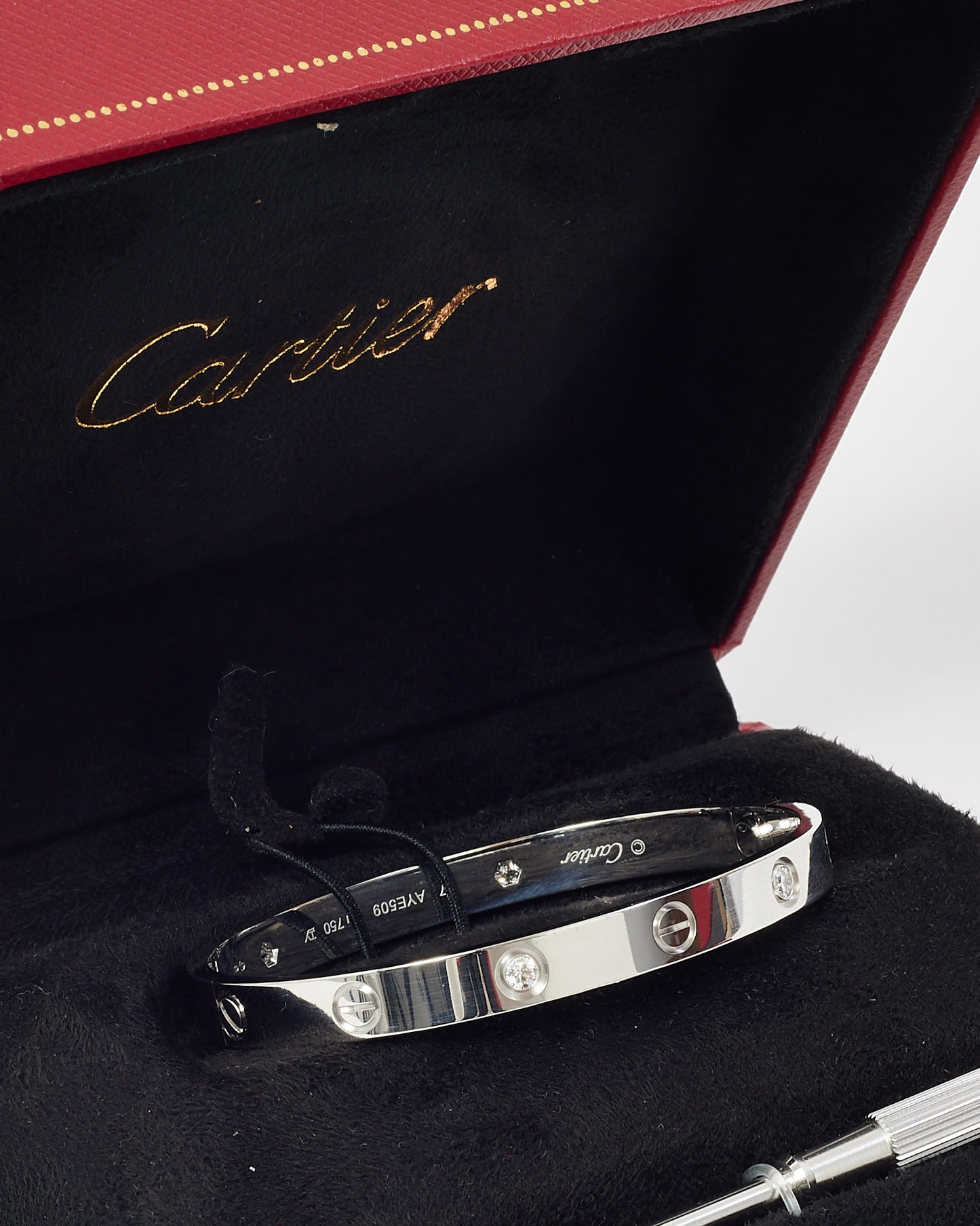 Cartier White Gold 4 Diamond Classic Model Love Bracelet - 17