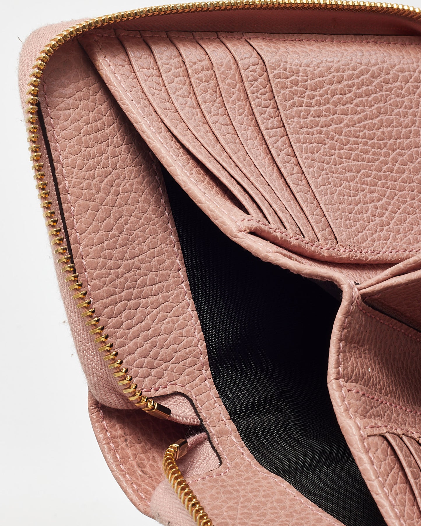 Gucci Pink Leather and Brown and Beige GG Monogram Canvas Zippy Wallet