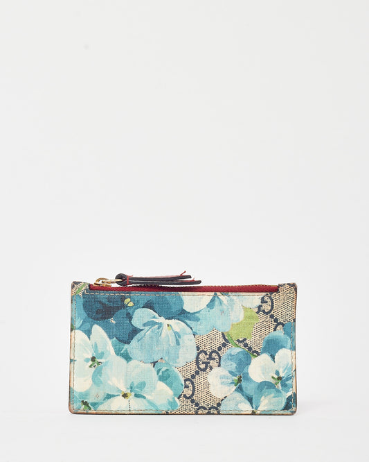 Gucci Red GG Supreme Monogram Blooms Coated Canvas Card Case
