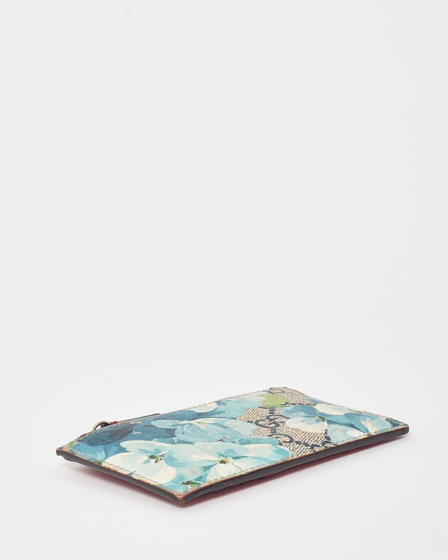 Gucci Red GG Supreme Monogram Blooms Coated Canvas Card Case