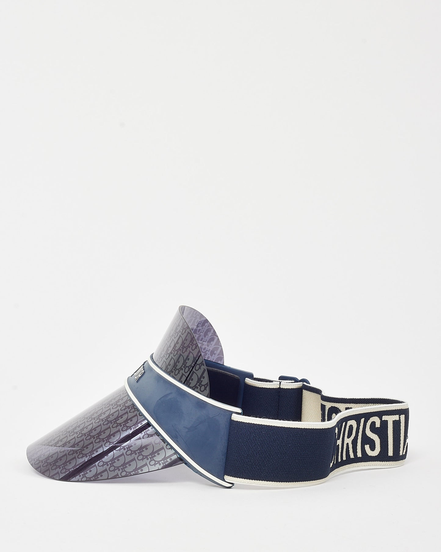 Dior Navy Monogram Oblique Perspex and Cotton-Blend Jacquard DiorClub V1U Visor