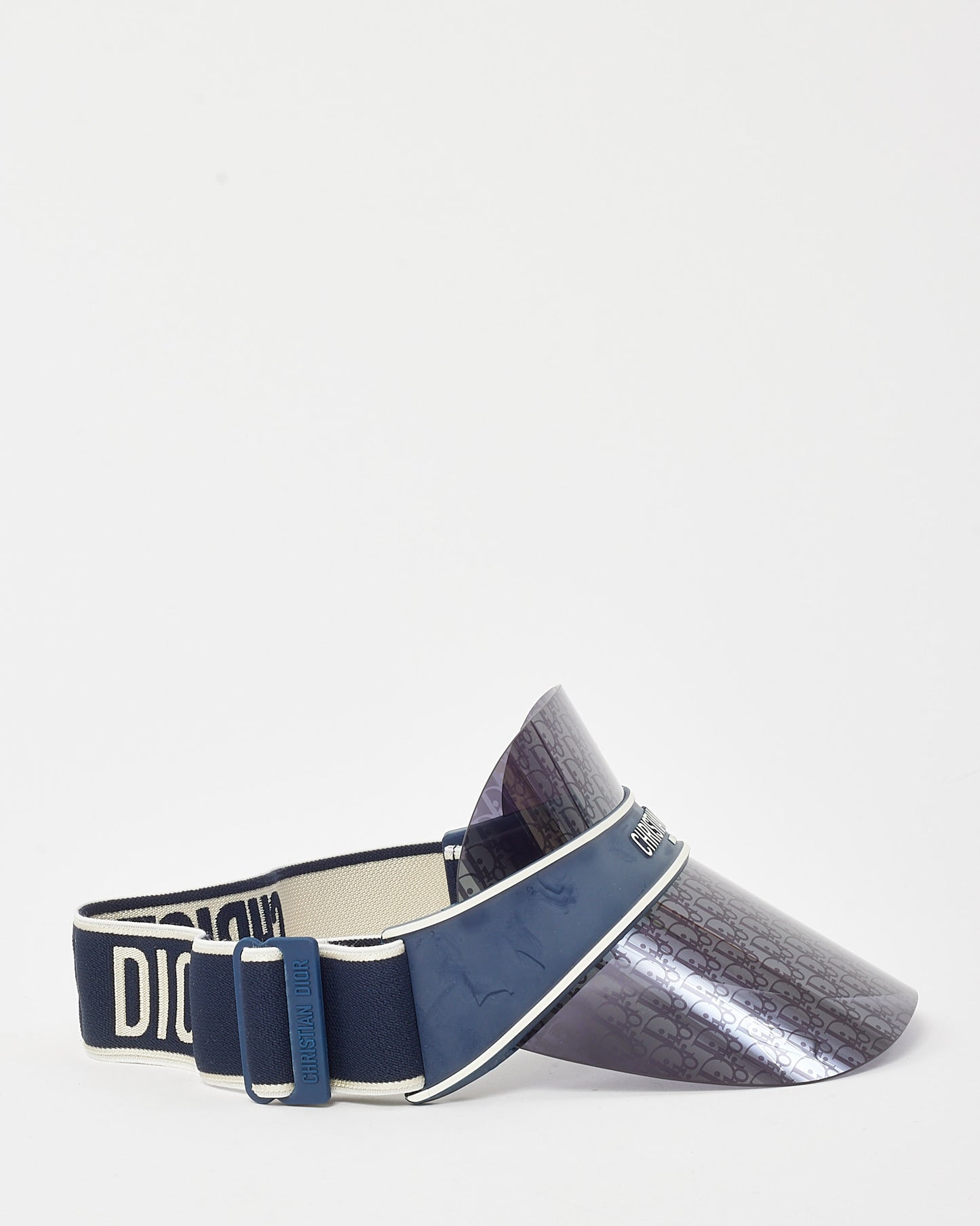 Dior Navy Monogram Oblique Perspex and Cotton-Blend Jacquard DiorClub V1U Visor