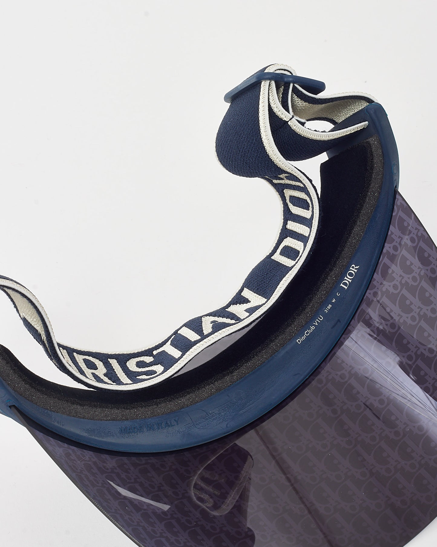Dior Navy Monogram Oblique Perspex and Cotton-Blend Jacquard DiorClub V1U Visor