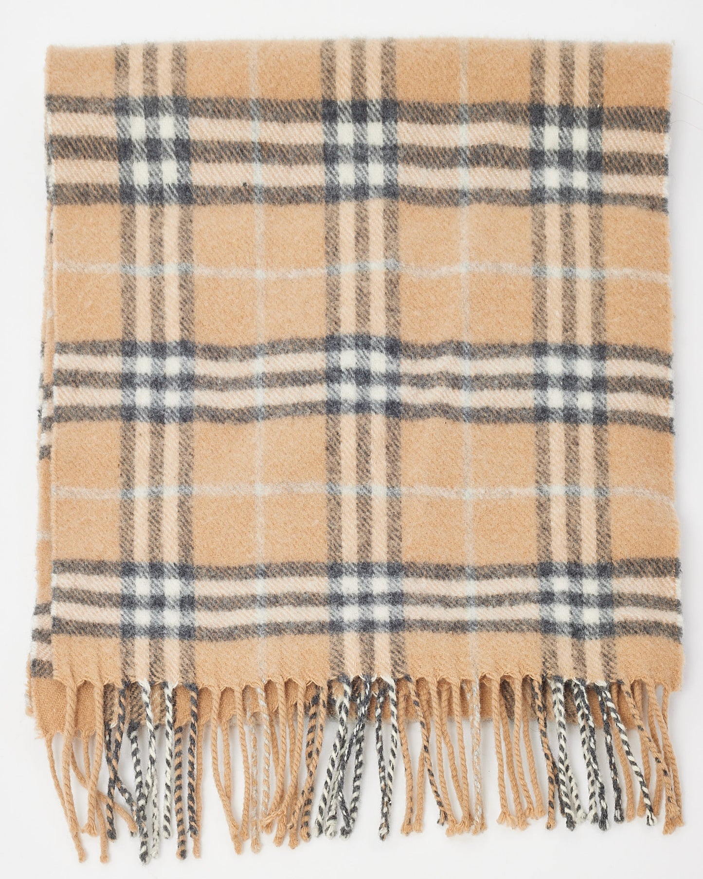 Burberry Beige with Blue and Grey Nova Check Wool Scarf