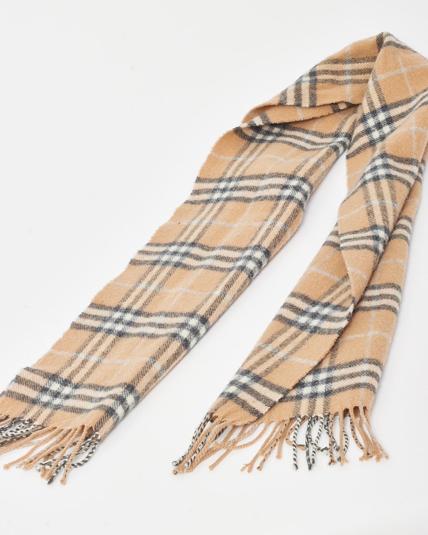 Burberry Beige with Blue and Grey Nova Check Wool Scarf