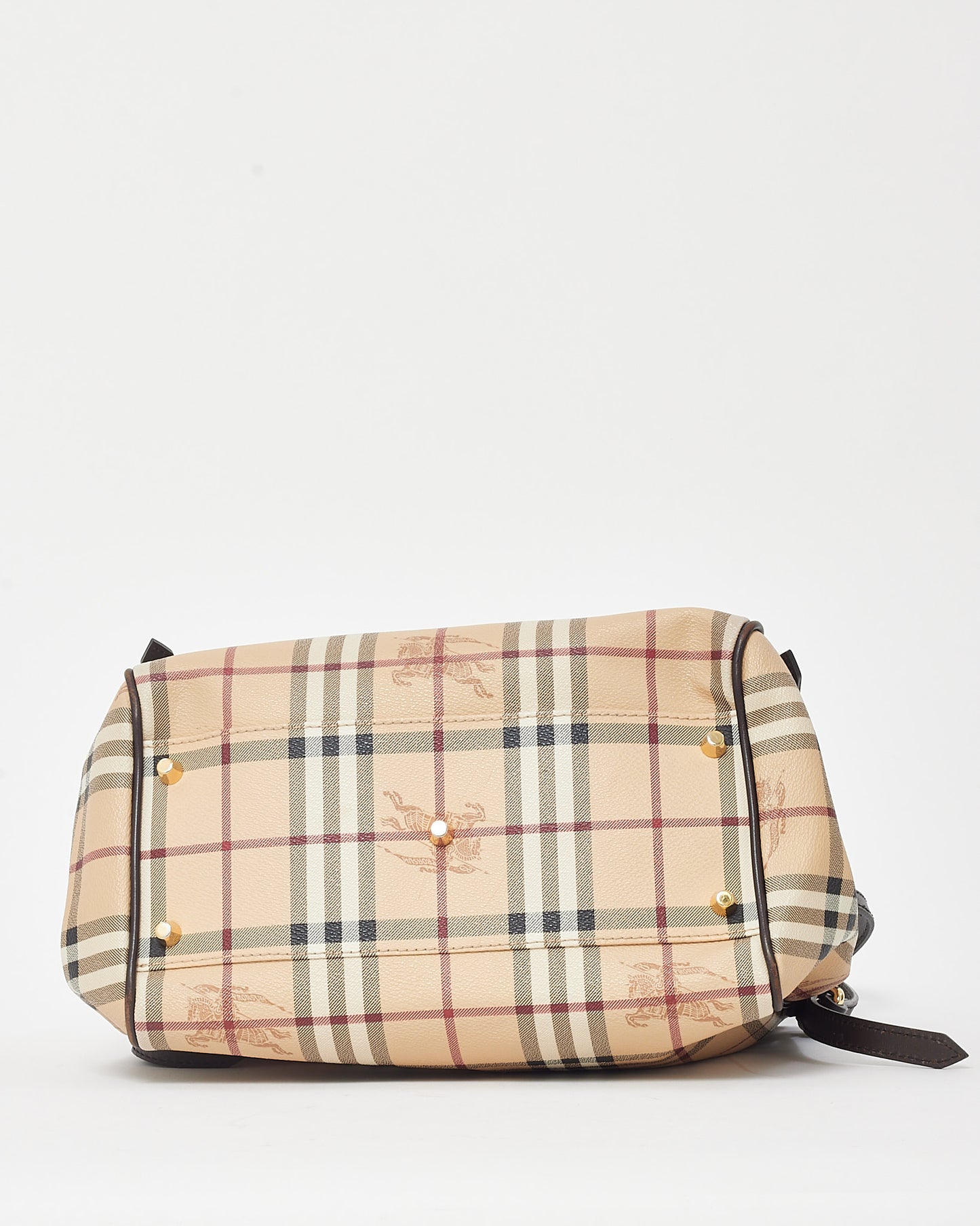 Burberry Brown Leather and Beige Haymarket Check Canterbury Shoulder Bag