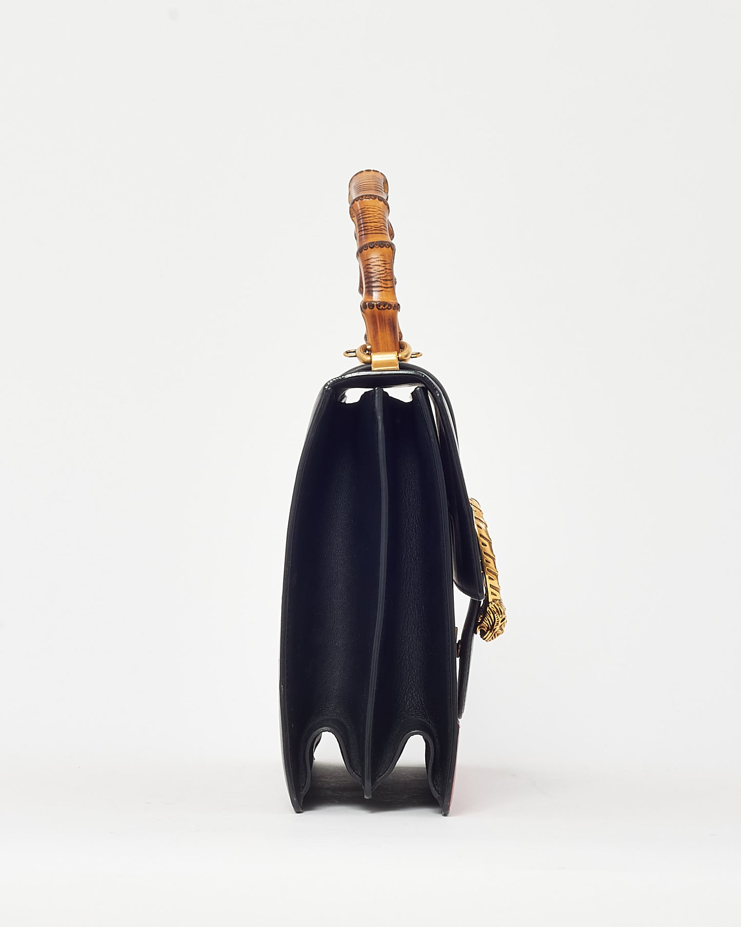 Gucci Black/Red/Green Web Calfskin Leather Large Dionysus Bamboo Top Handle Bag