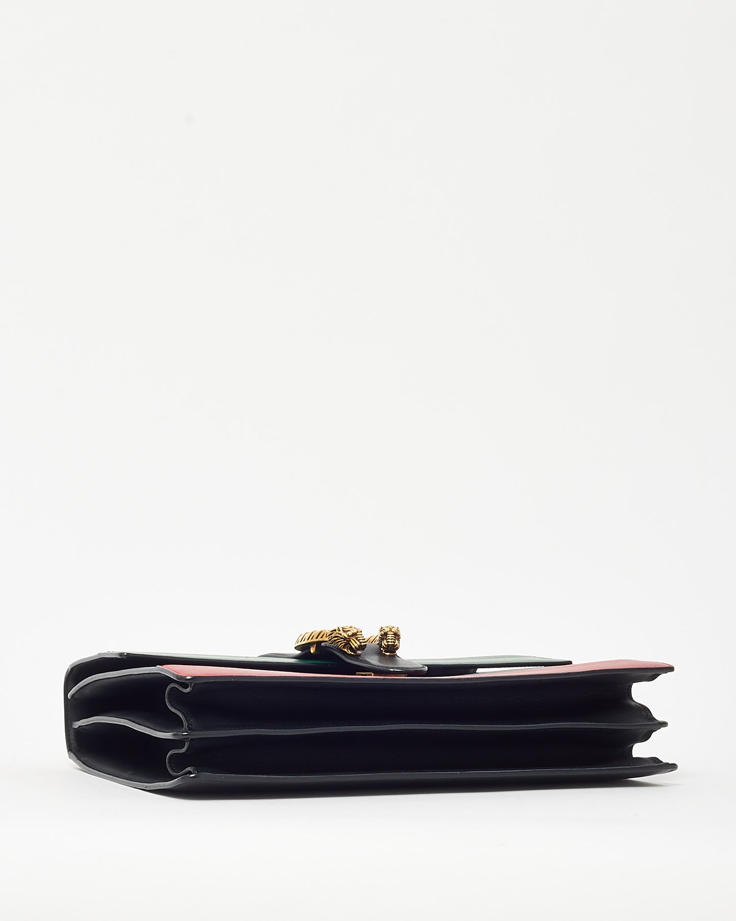 Gucci Black/Red/Green Web Calfskin Leather Large Dionysus Bamboo Top Handle Bag