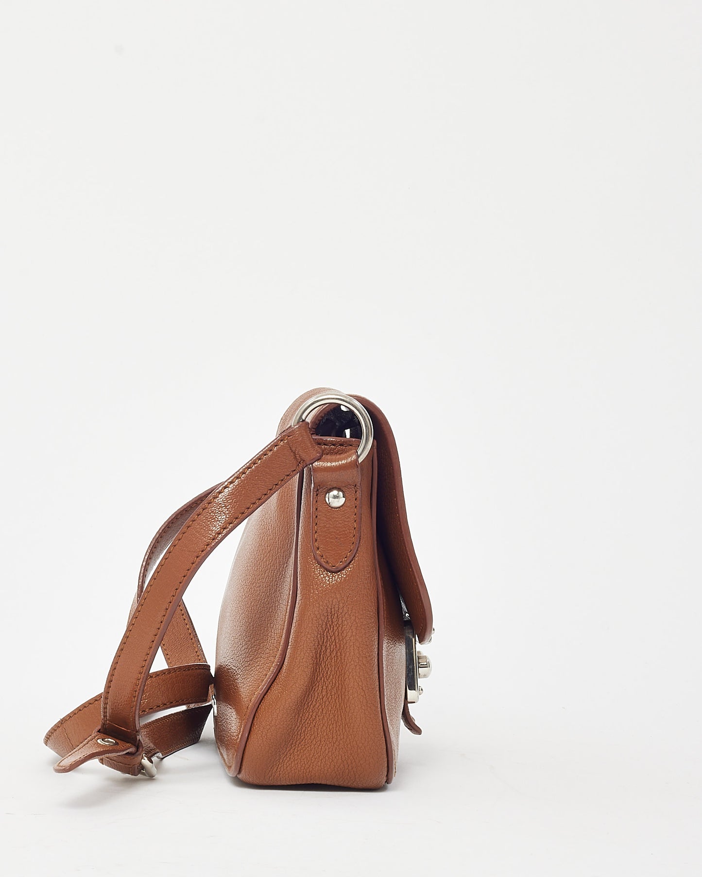 Miu Miu Brown Brandy Leather Madras Logo Push Lock Crossbody Bag