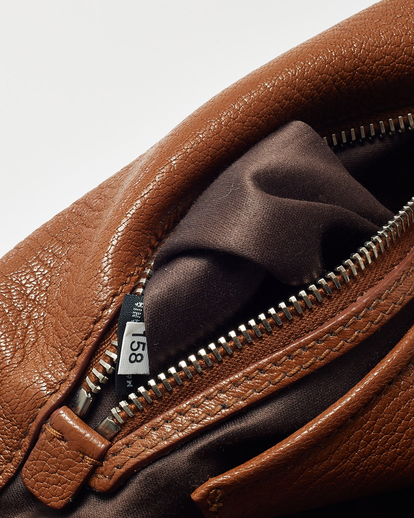 Miu Miu Brown Brandy Leather Madras Logo Push Lock Crossbody Bag