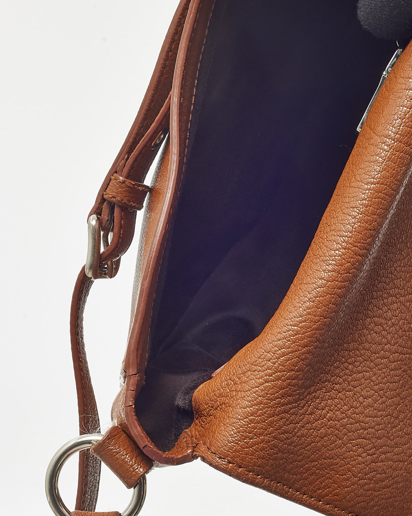 Miu Miu Brown Brandy Leather Madras Logo Push Lock Crossbody Bag