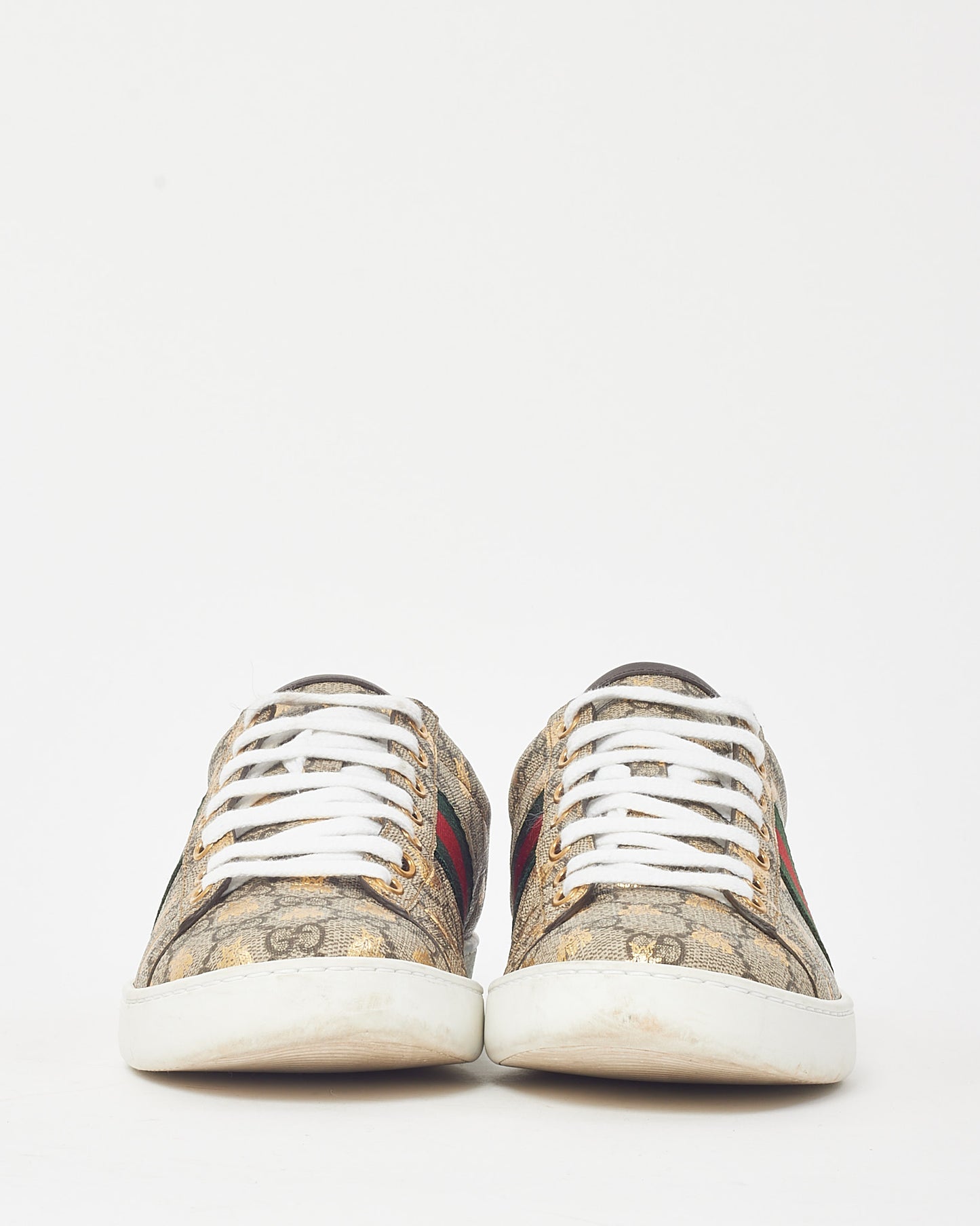 Gucci Beige and Ebony GG Monogram Supreme Coated Canvas Bee Ace Sneakers - 38