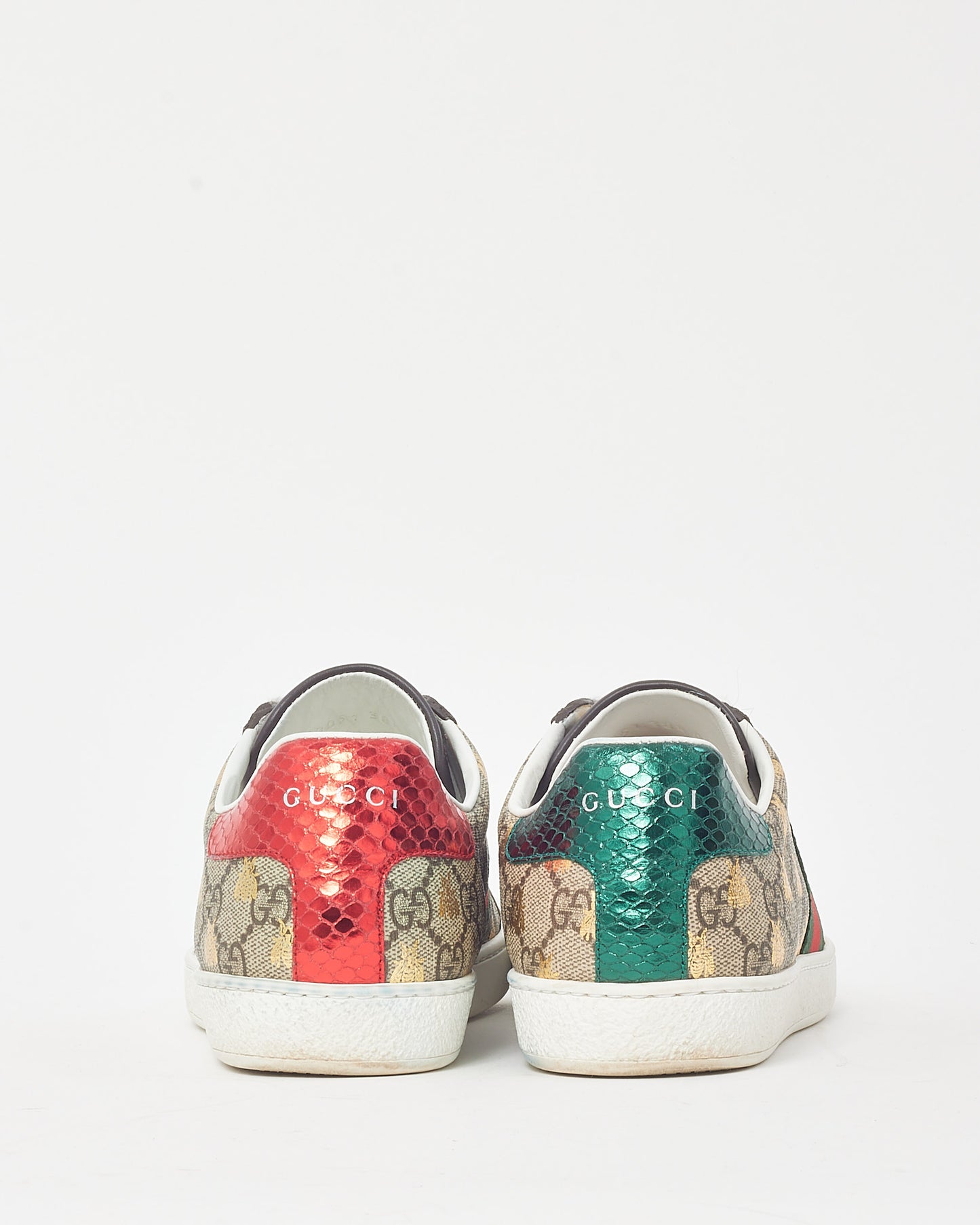 Gucci Beige and Ebony GG Monogram Supreme Coated Canvas Bee Ace Sneakers - 38
