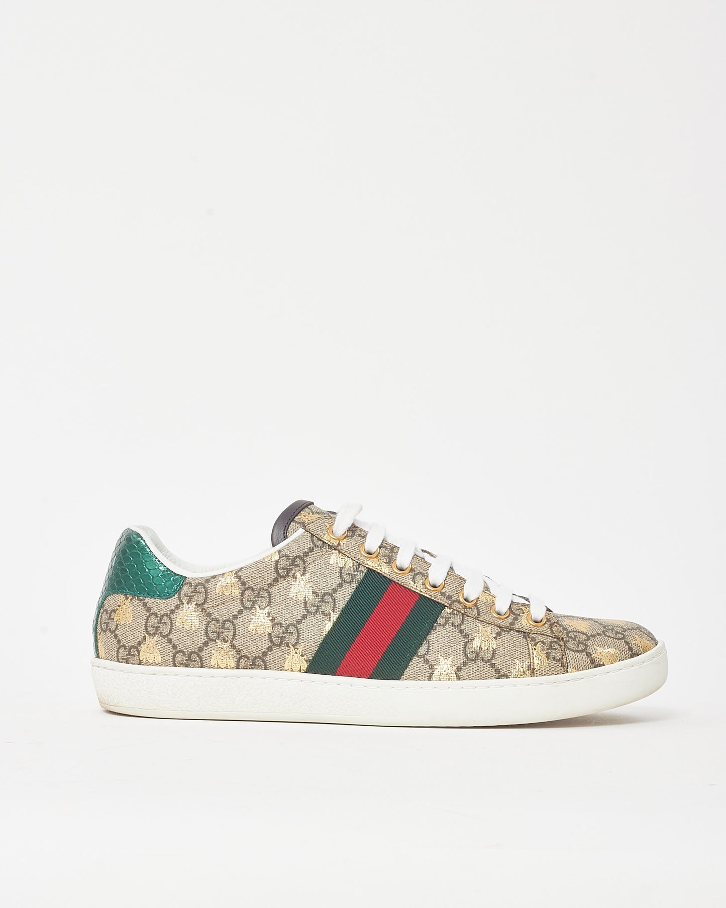 Gucci Beige and Ebony GG Monogram Supreme Coated Canvas Bee Ace Sneakers - 38
