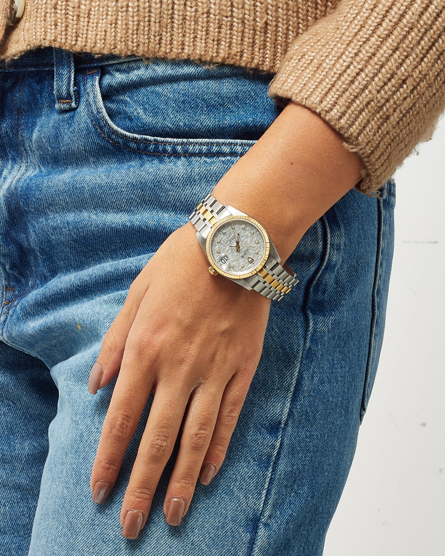 Tudor Silver Stainless Steel and Gold Black Bay One Diamond Dial 36mm Watch