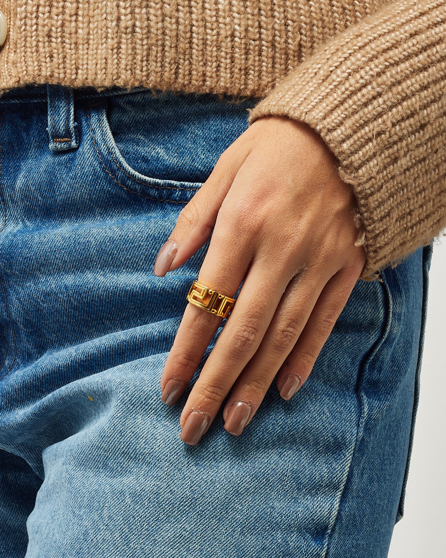 Versace Gold Versace Logo Ring - 4.5