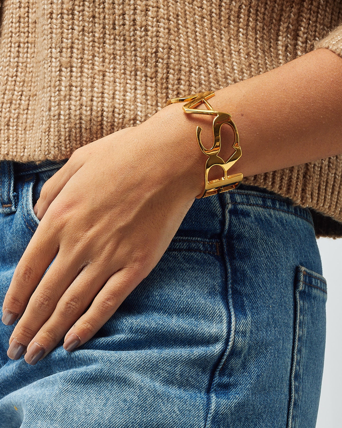 Versace Gold Versace Logo Cuff Bracelet - M/L