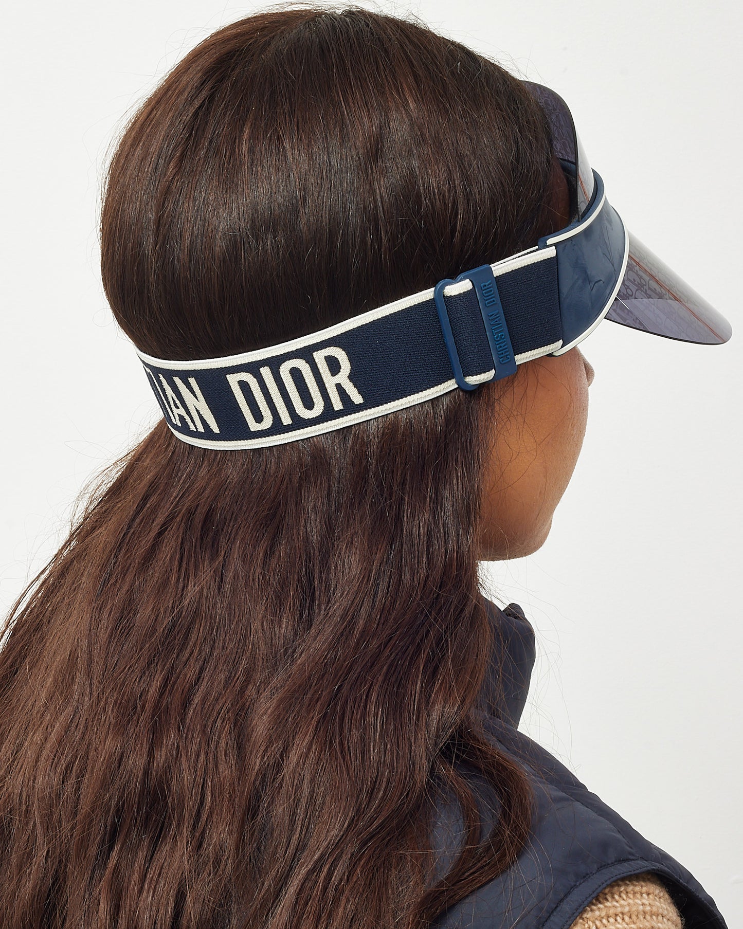Dior Navy Monogram Oblique Perspex and Cotton-Blend Jacquard DiorClub V1U Visor