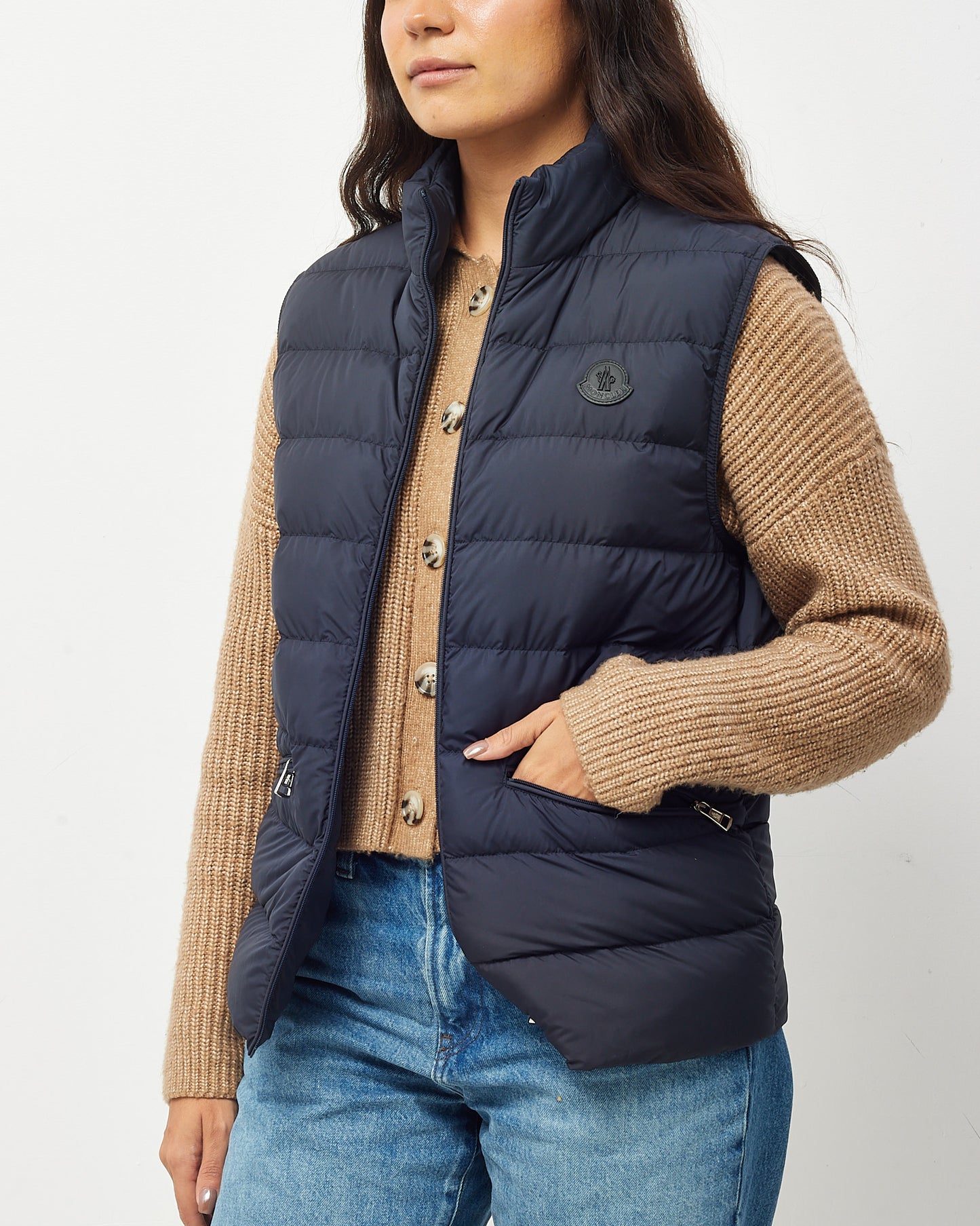 Moncler Men's Navy Blue Nylon Puffer Treompan Down Vest - 1