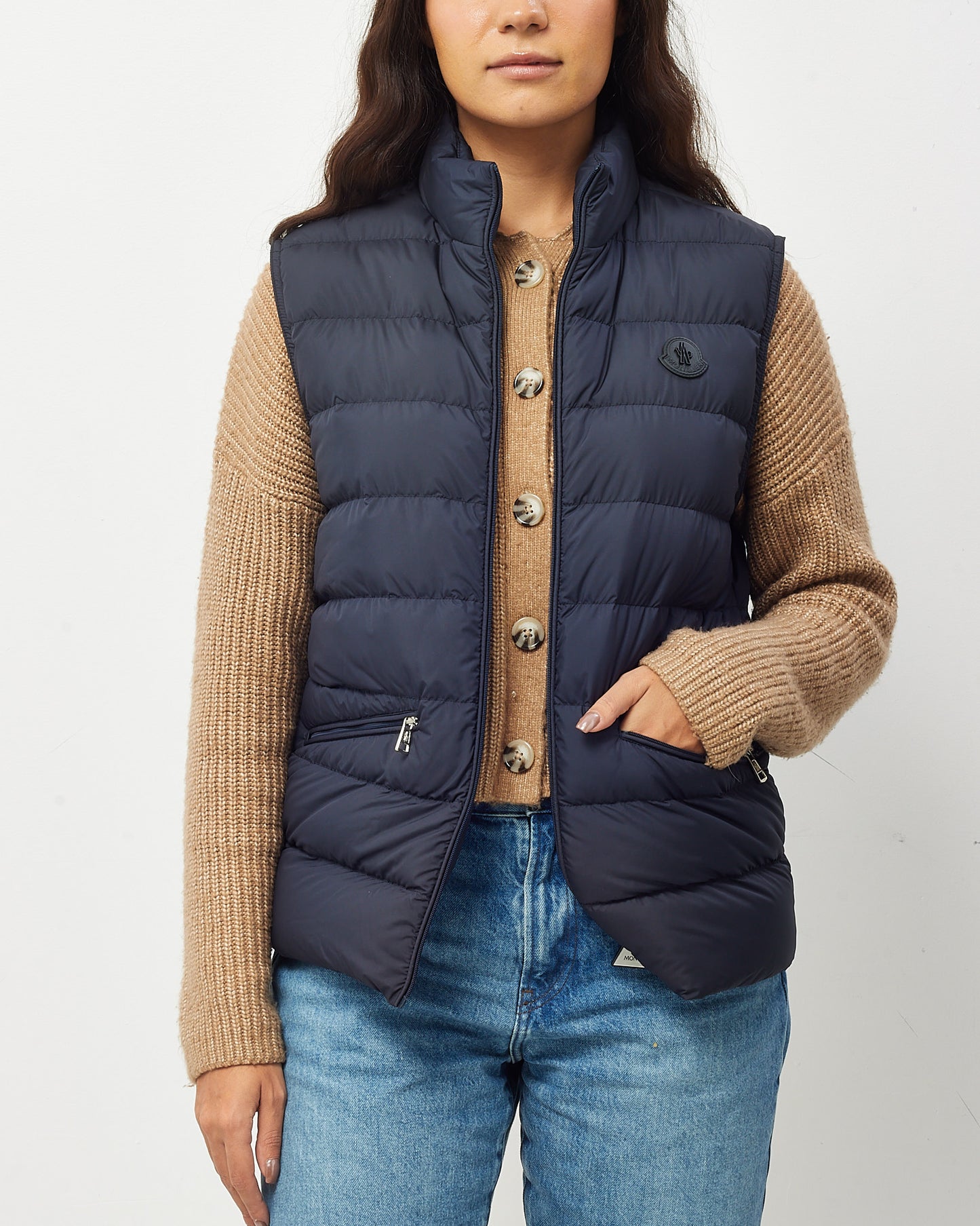 Moncler Men's Navy Blue Nylon Puffer Treompan Down Vest - 1