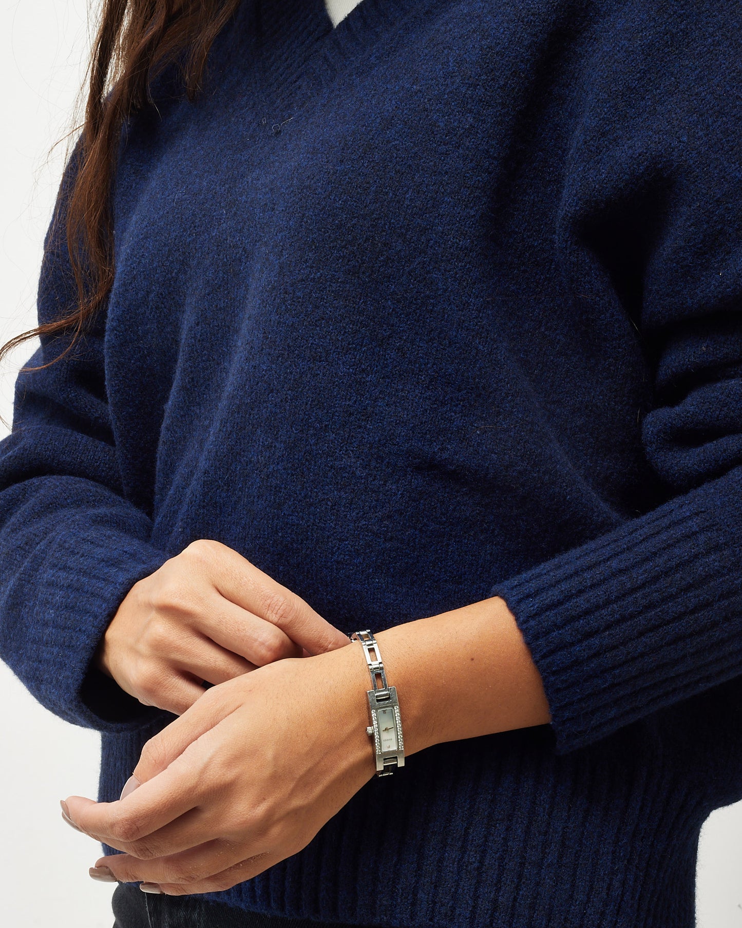 Gucci Silver Stainless Steel and Diamond Rectangular 3900L Watch