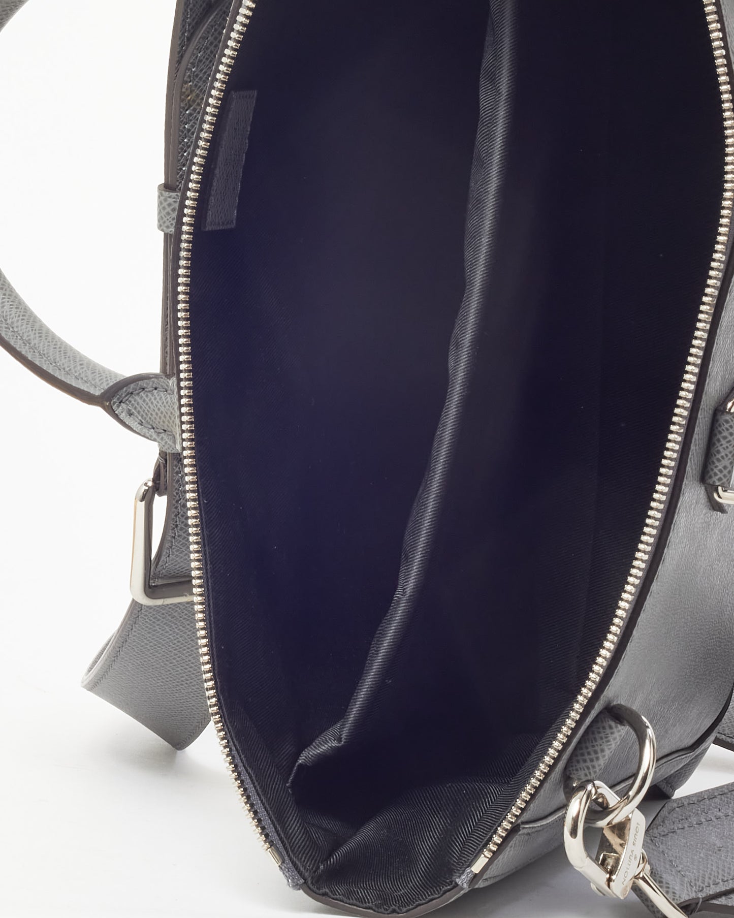 Louis Vuitton Grey Textured Taiga Leather Slim Briefcase Bag with Initial "GM" Strap