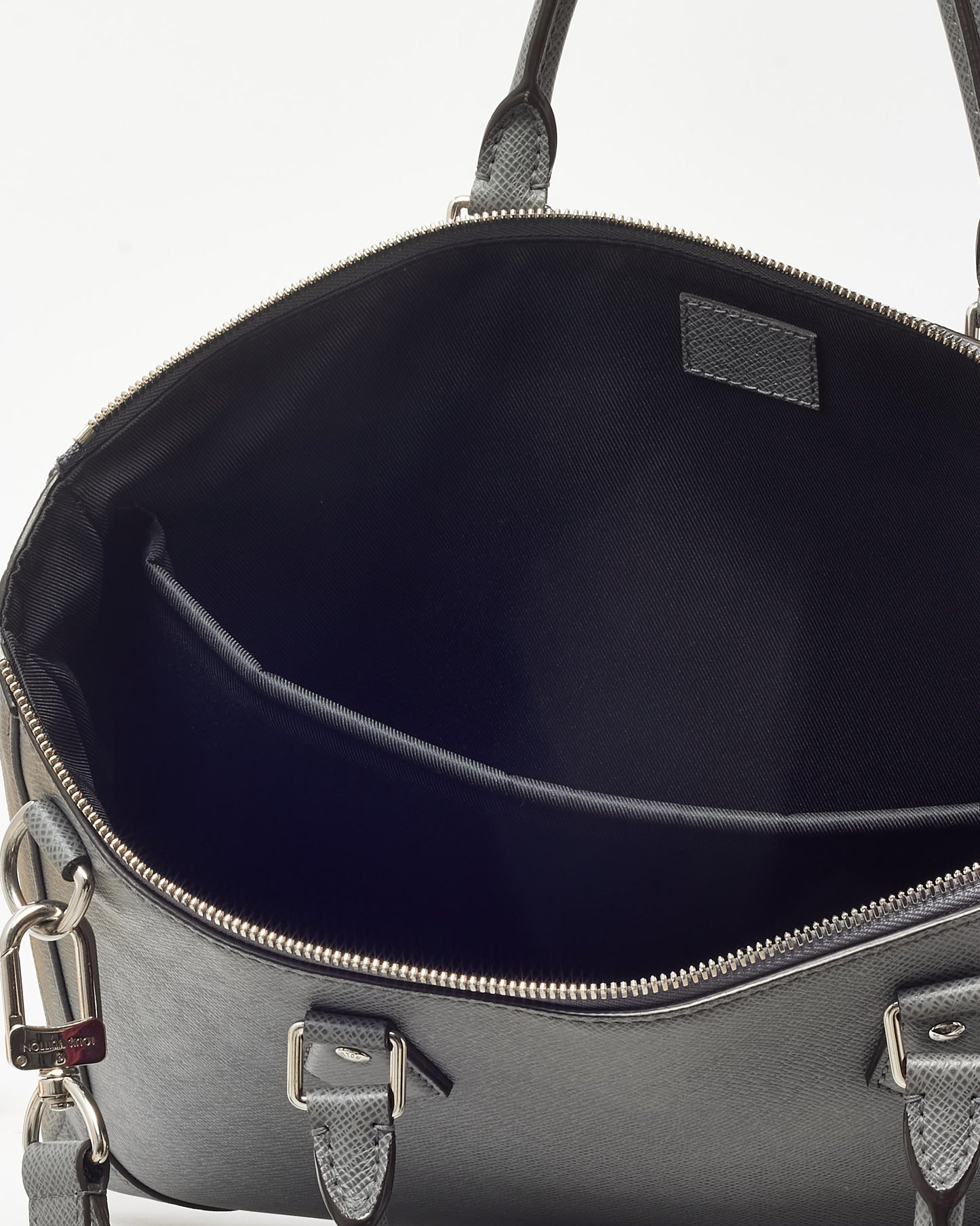 Louis Vuitton Grey Textured Taiga Leather Slim Briefcase Bag with Initial "GM" Strap