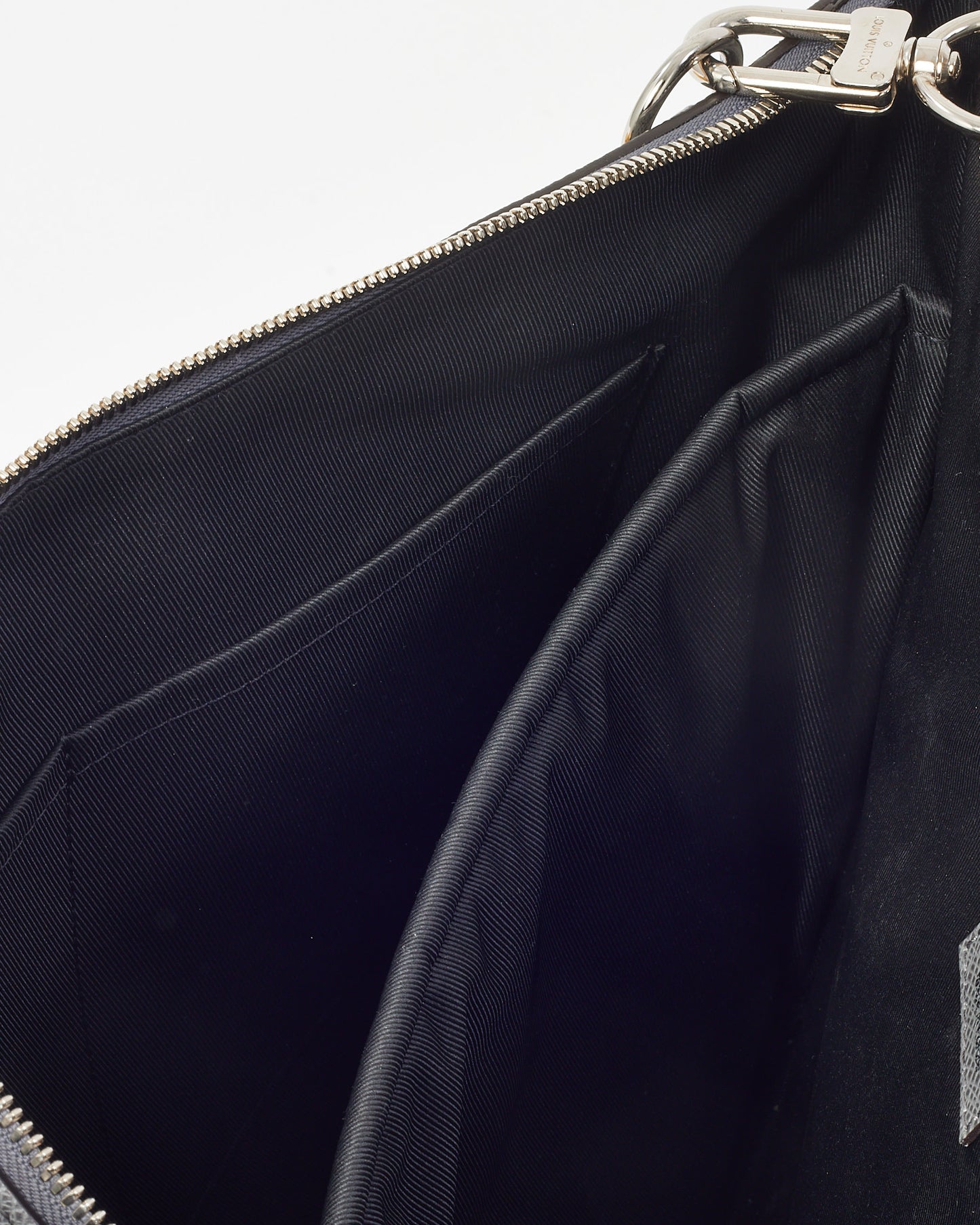 Louis Vuitton Grey Textured Taiga Leather Slim Briefcase Bag with Initial "GM" Strap