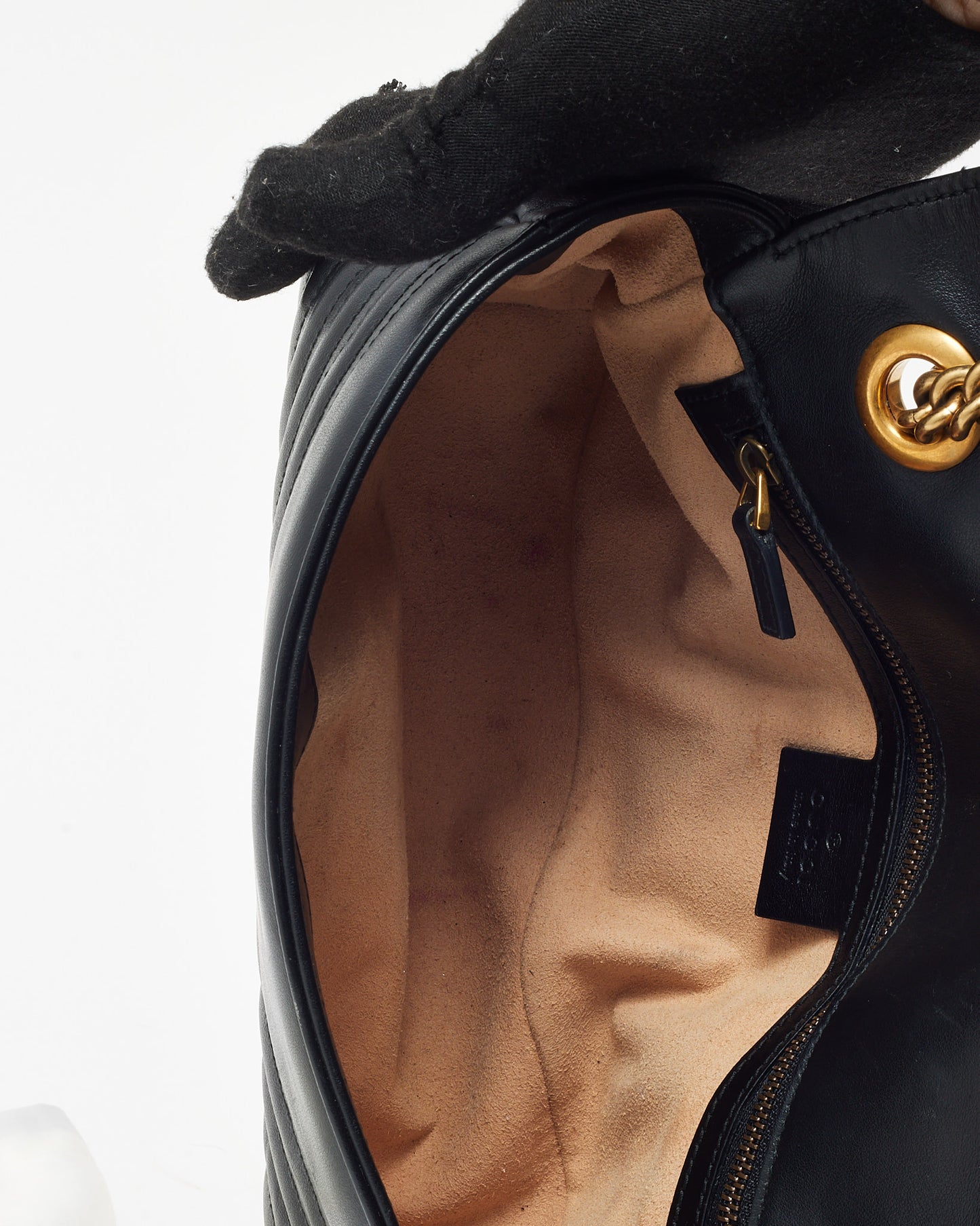 Gucci Black Matelassé Leather Medium GG Marmont Shoulder Bag