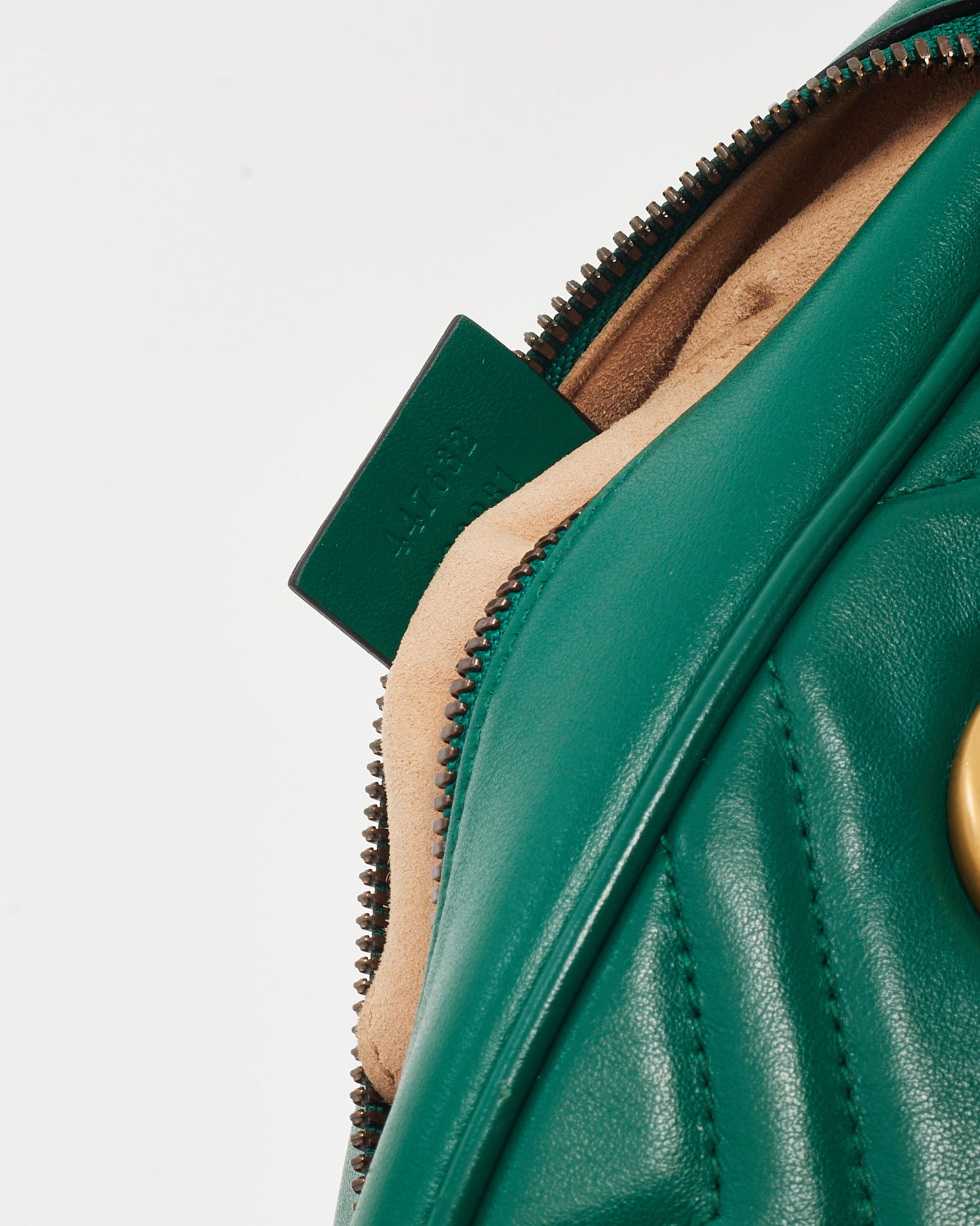 Gucci Green Matelassé Chevron Leather GG Marmont Small Camera Bag