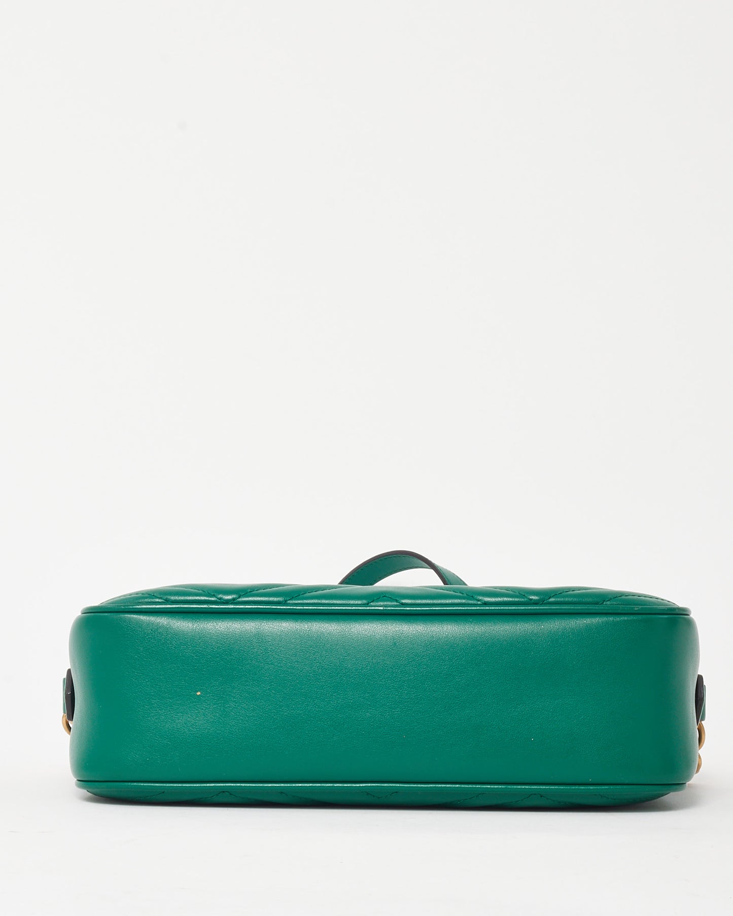 Gucci Green Matelassé Chevron Leather GG Marmont Small Camera Bag