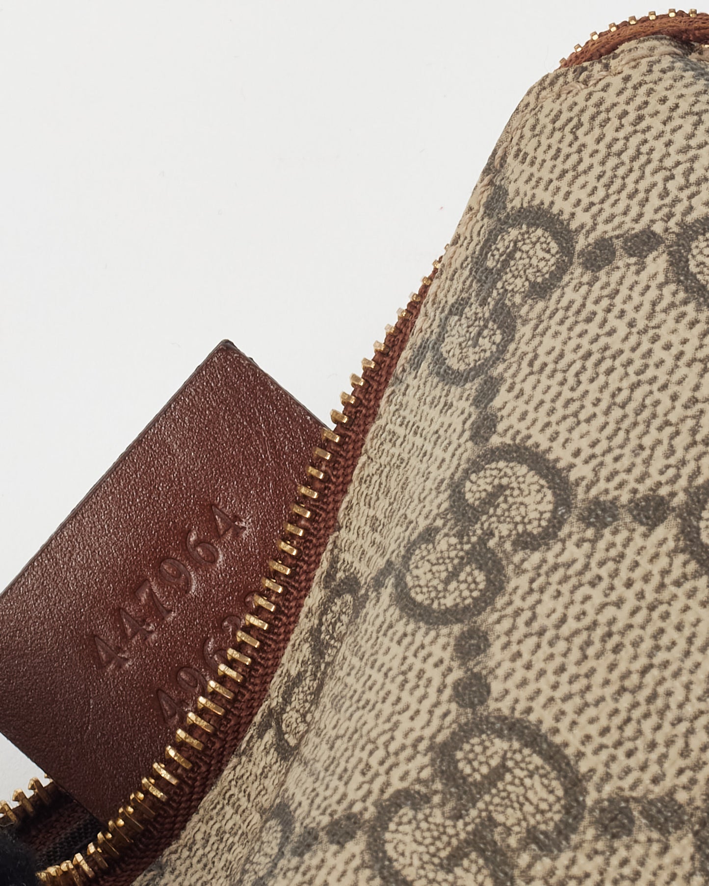 Gucci Brown Leather with Beige GG Monogram Supreme Canvas Key Case