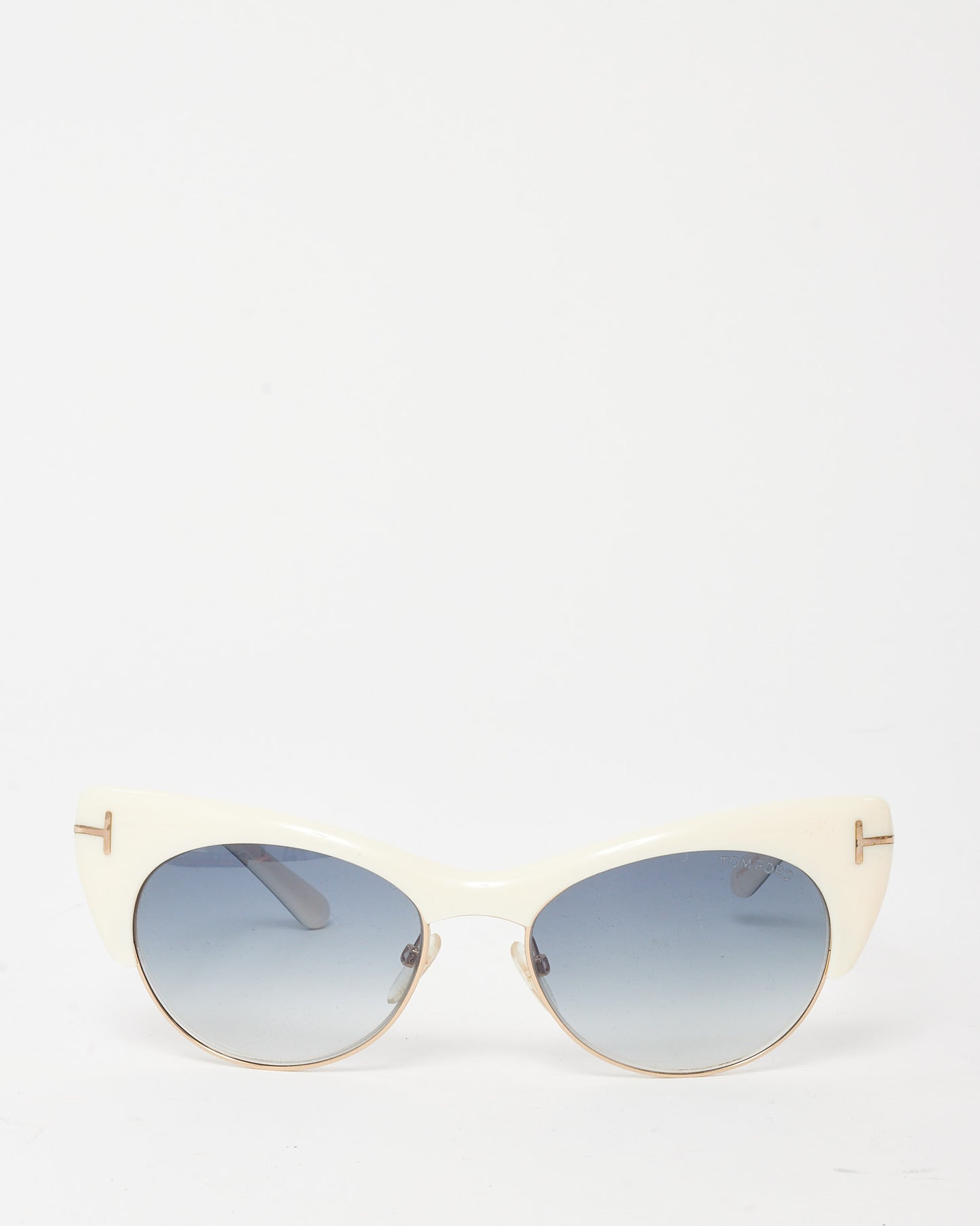 Tom Ford White Half Acetate Lola FT0387 89W Cat Eye Sunglasses