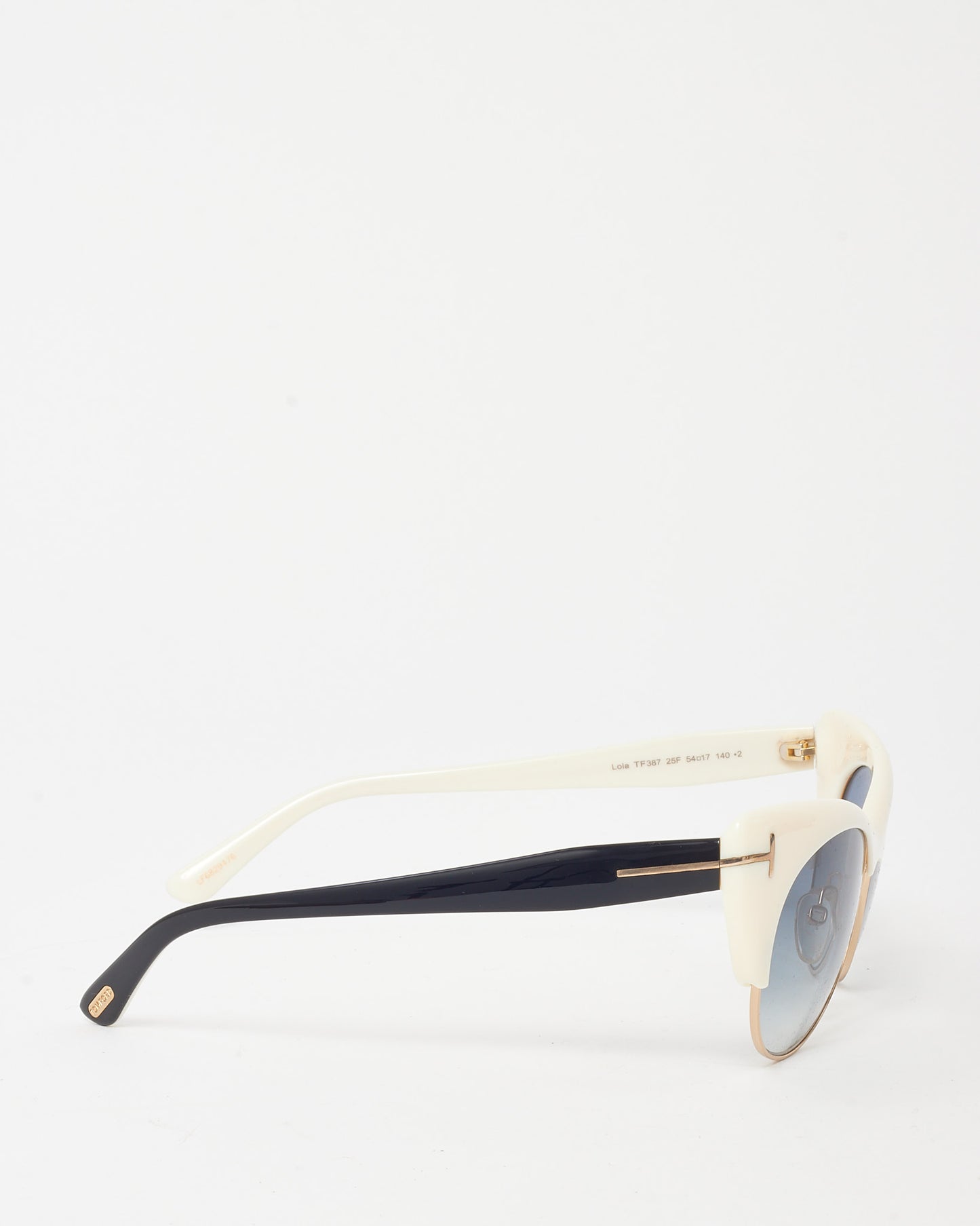 Tom Ford White Half Acetate Lola FT0387 89W Cat Eye Sunglasses