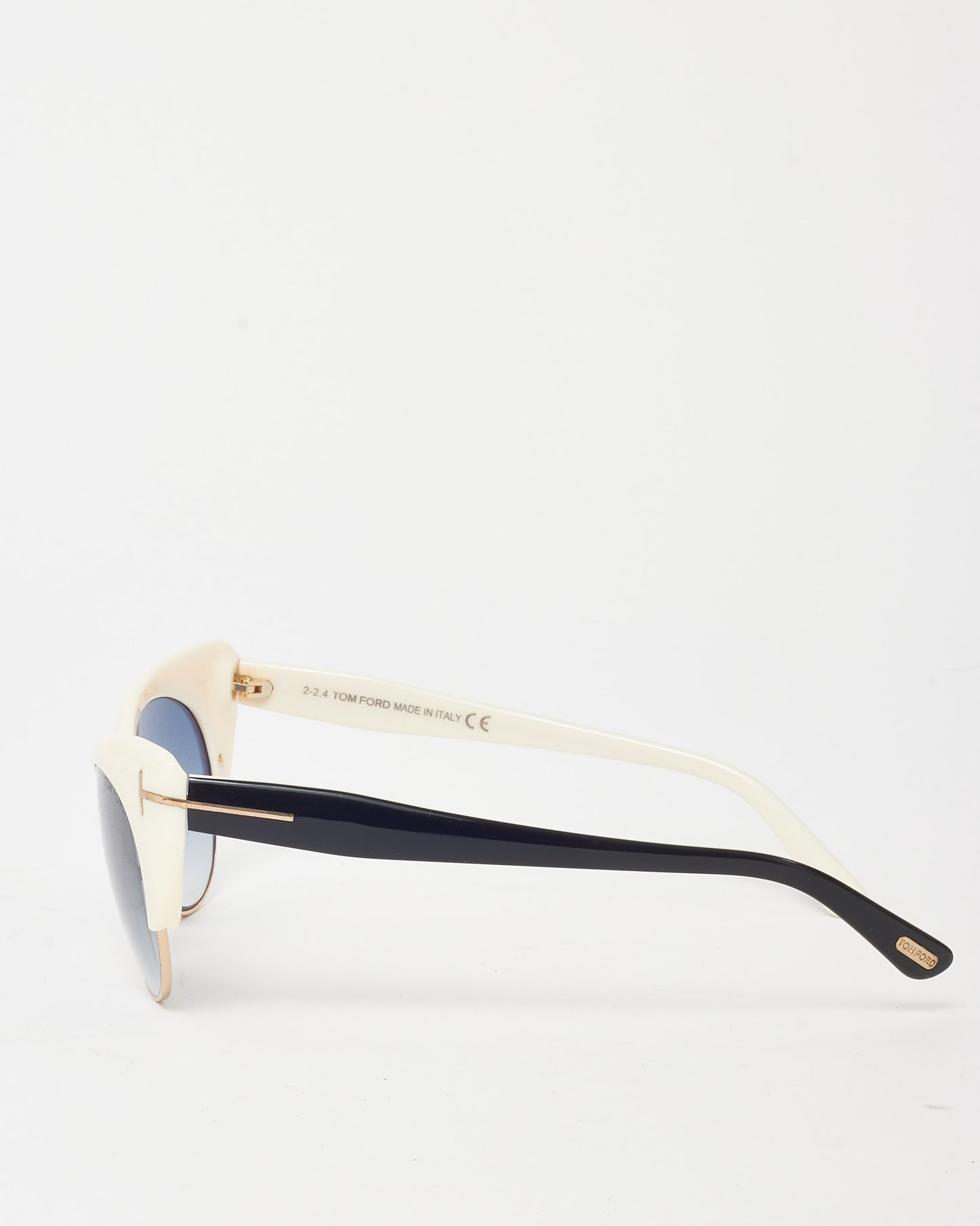 Tom Ford White Half Acetate Lola FT0387 89W Cat Eye Sunglasses