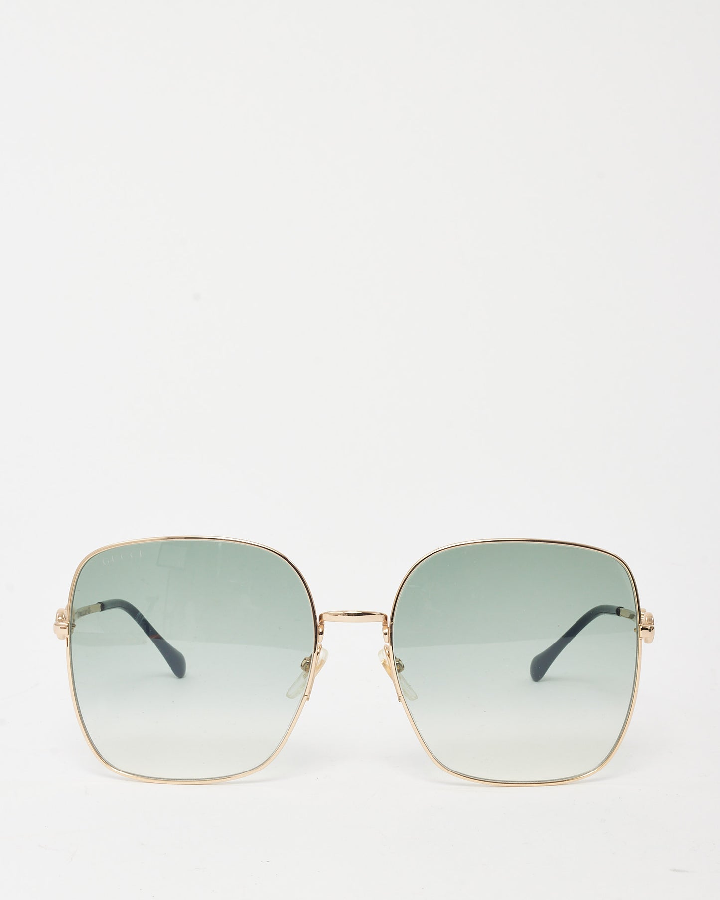 Gucci Gold and Green Lens GG0879S Square Horsebit Sunglasses