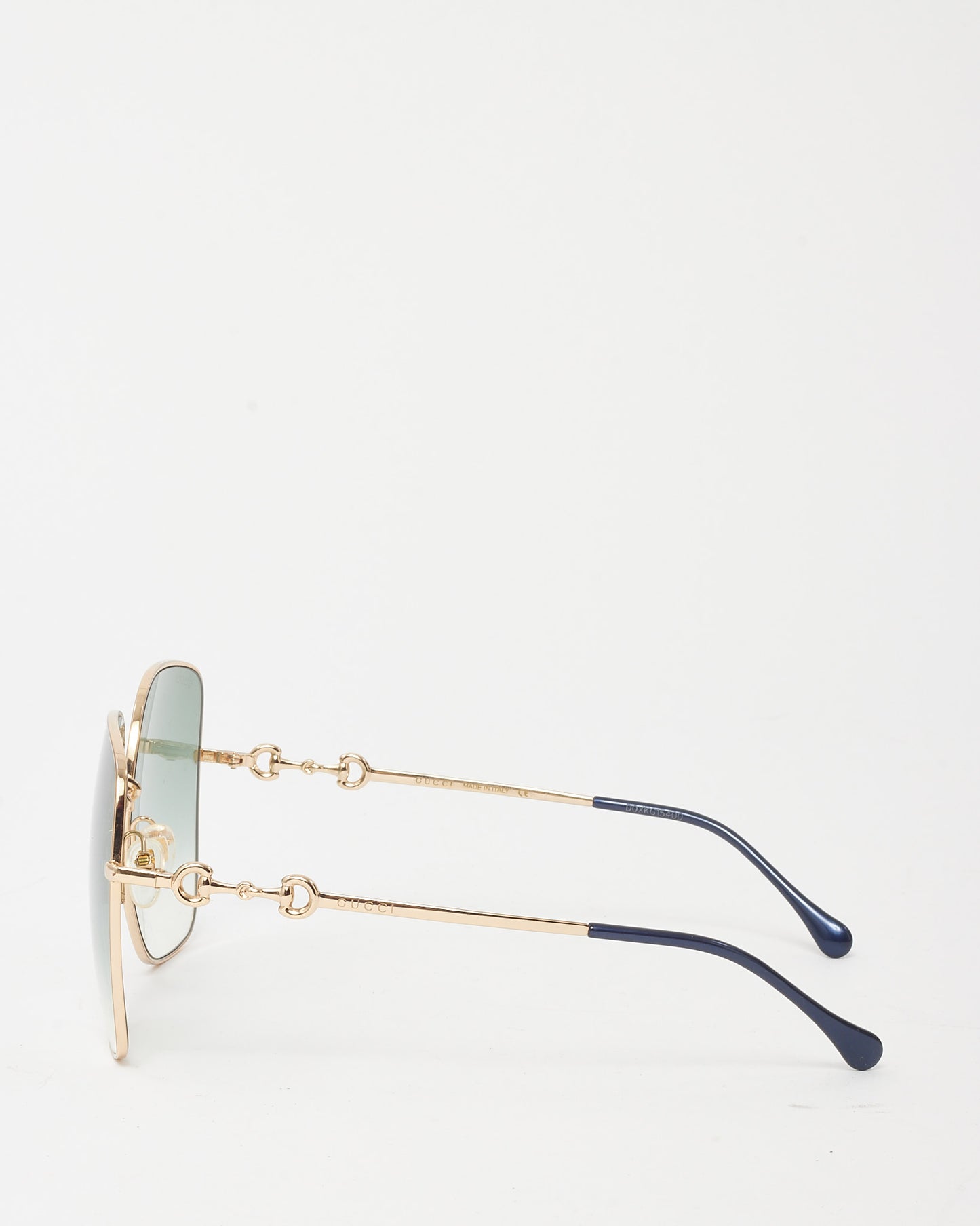 Gucci Gold and Green Lens GG0879S Square Horsebit Sunglasses