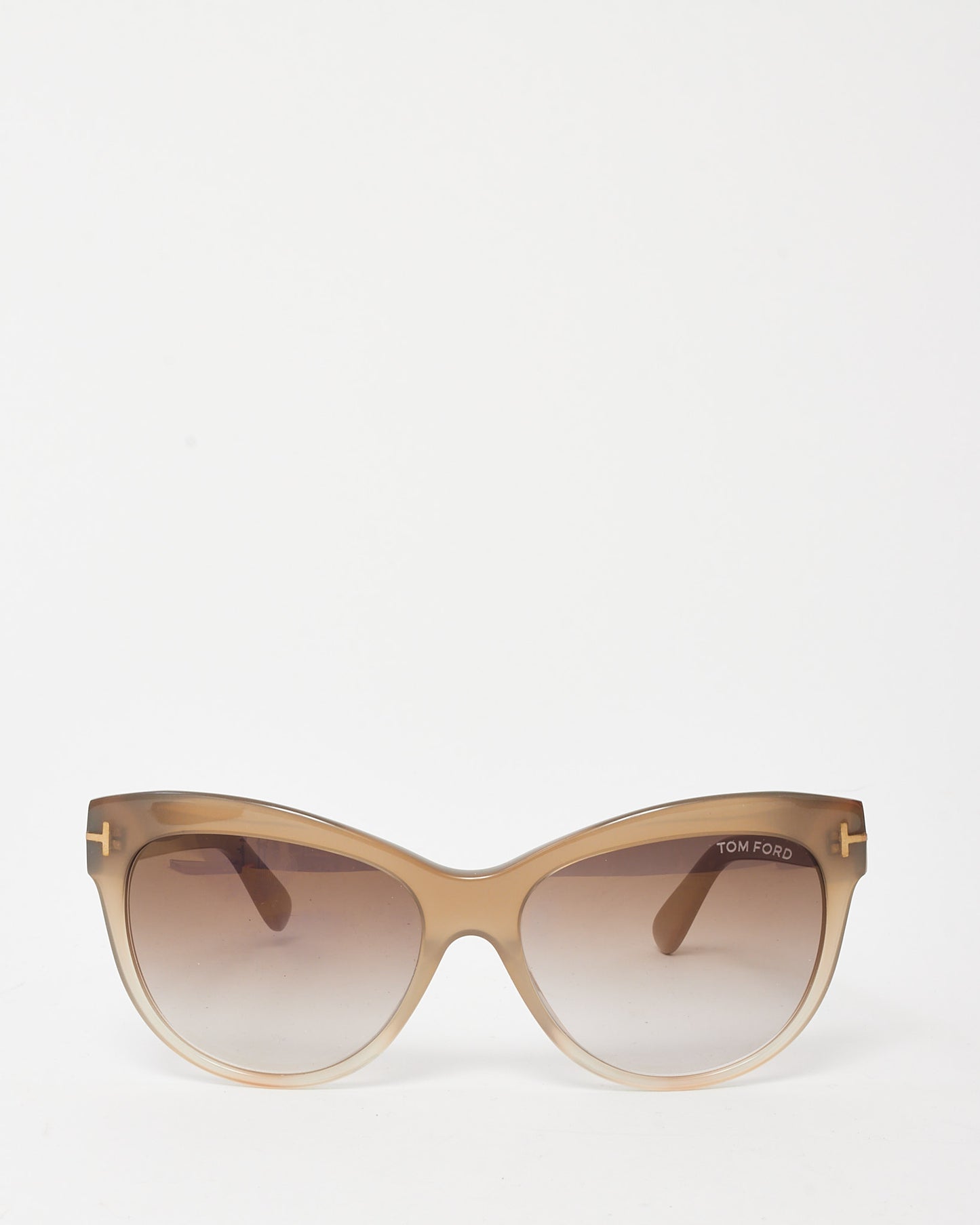 Tom Ford Light Brown Gradient Acetate Lily TF430 Cat Eye Sunglasses