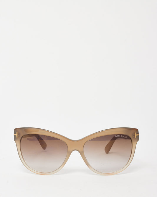Tom Ford Light Brown Gradient Acetate Lily TF430 Cat Eye Sunglasses
