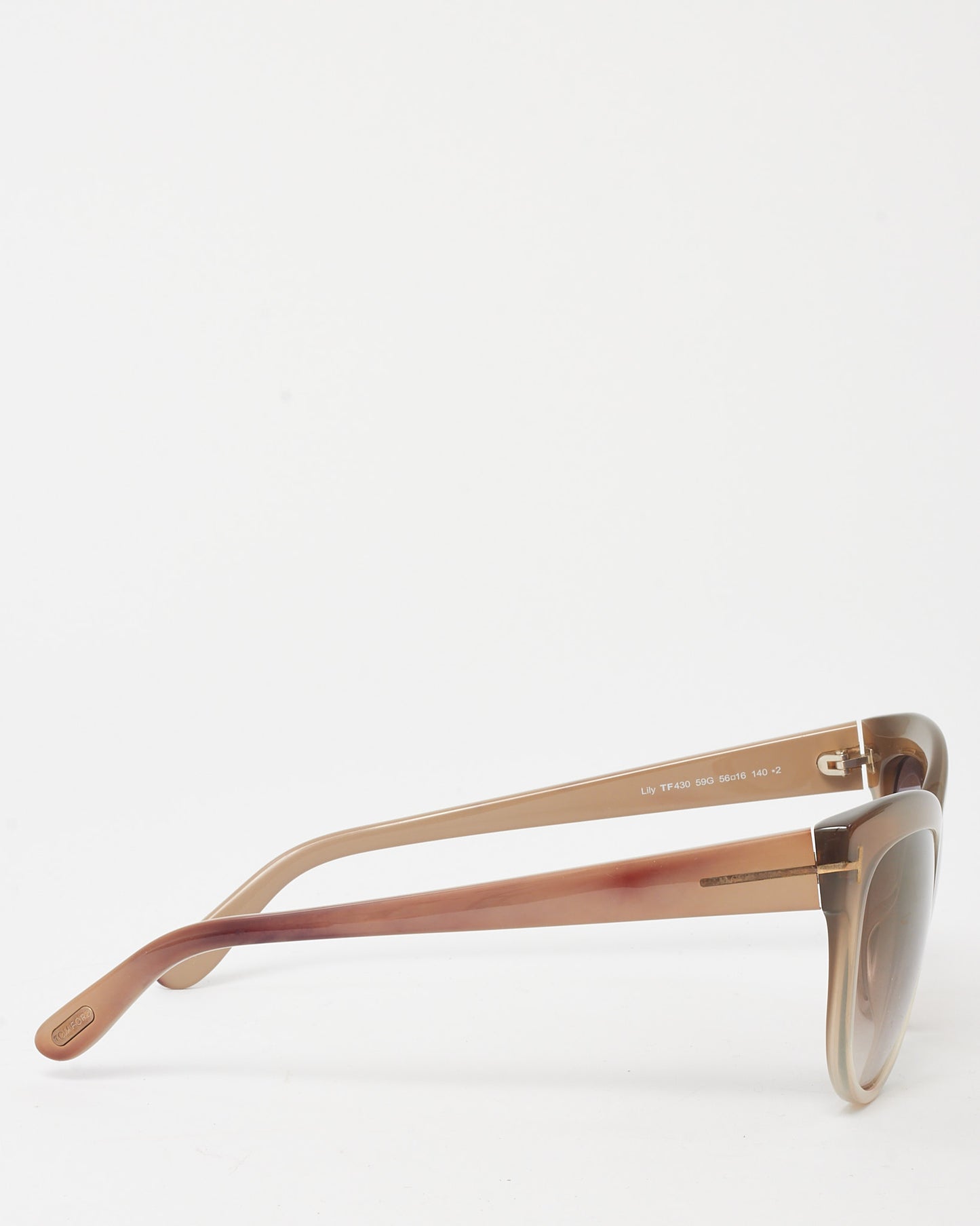 Tom Ford Light Brown Gradient Acetate Lily TF430 Cat Eye Sunglasses