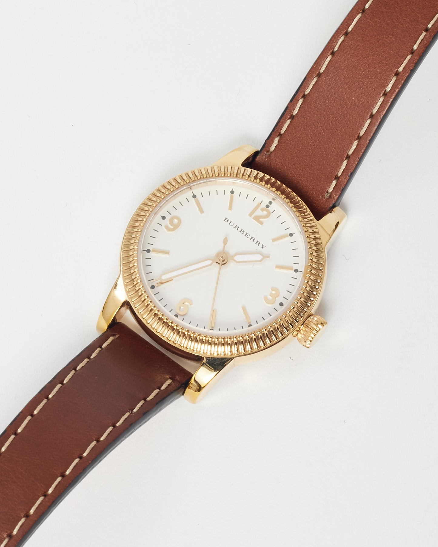 Burberry Brown Calfskin Leather Gold Steel BU7865 Utilitarian Watch