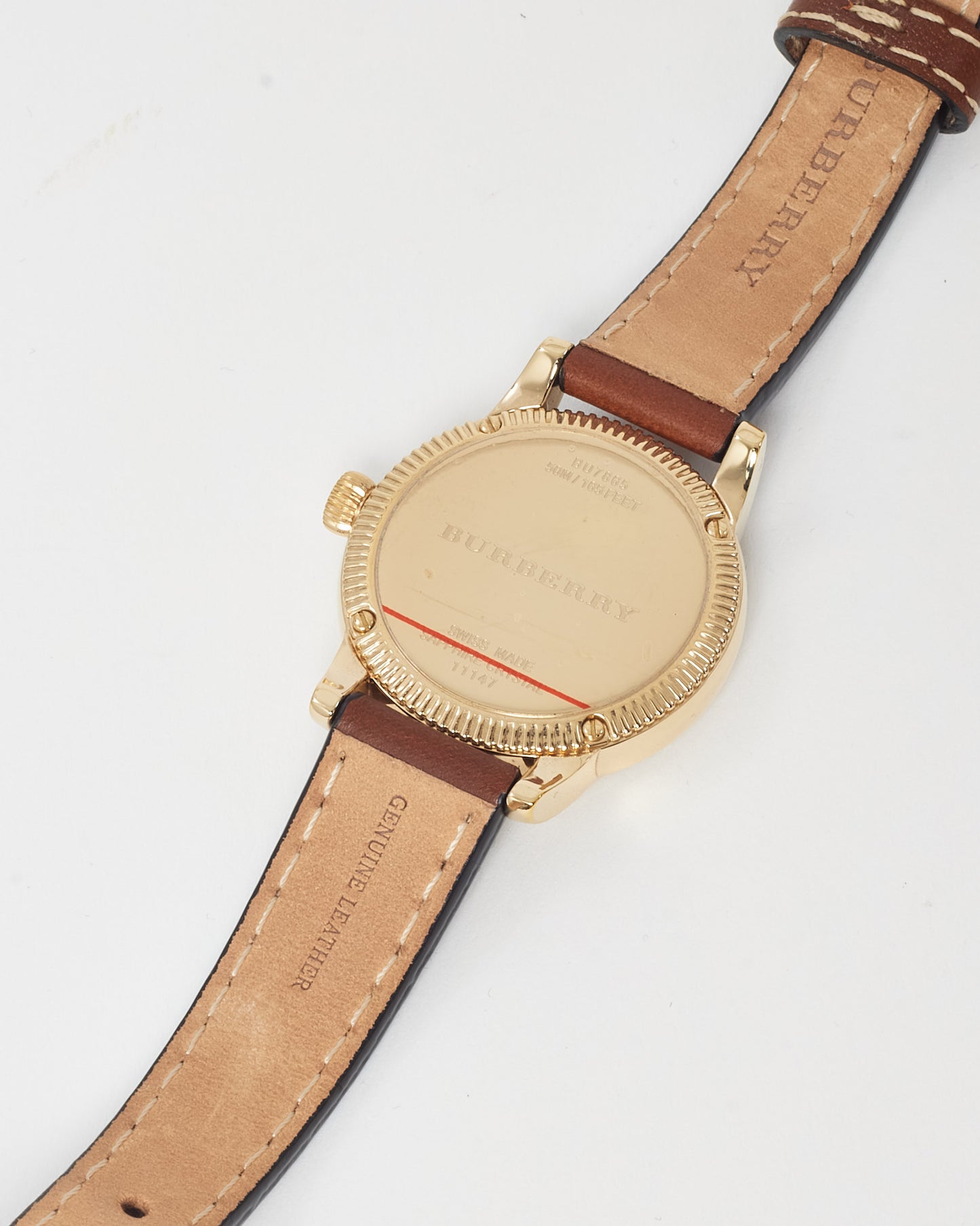 Burberry Brown Calfskin Leather Gold Steel BU7865 Utilitarian Watch