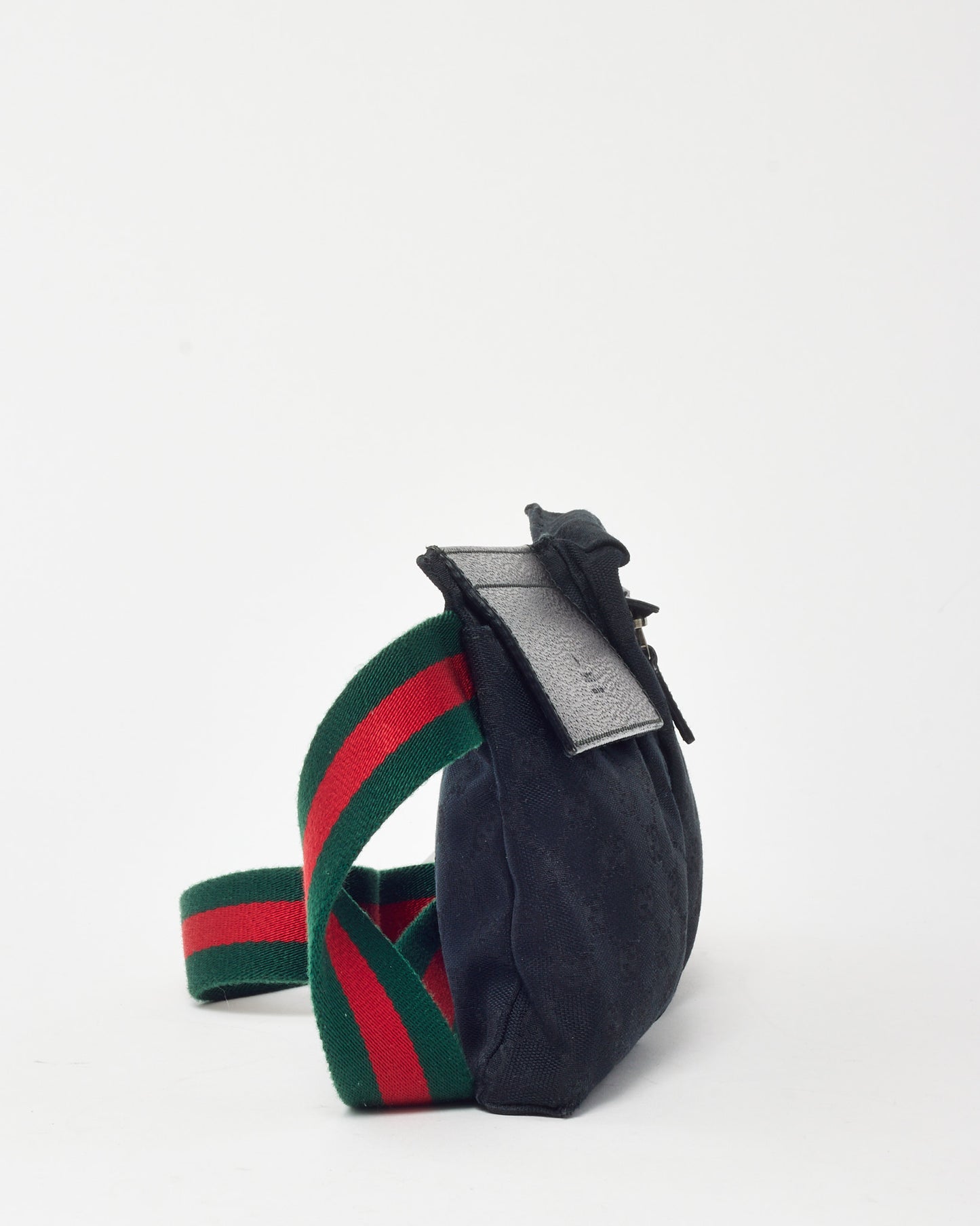 Gucci Black Monogram GG Canvas Double Pocket Belt Bag