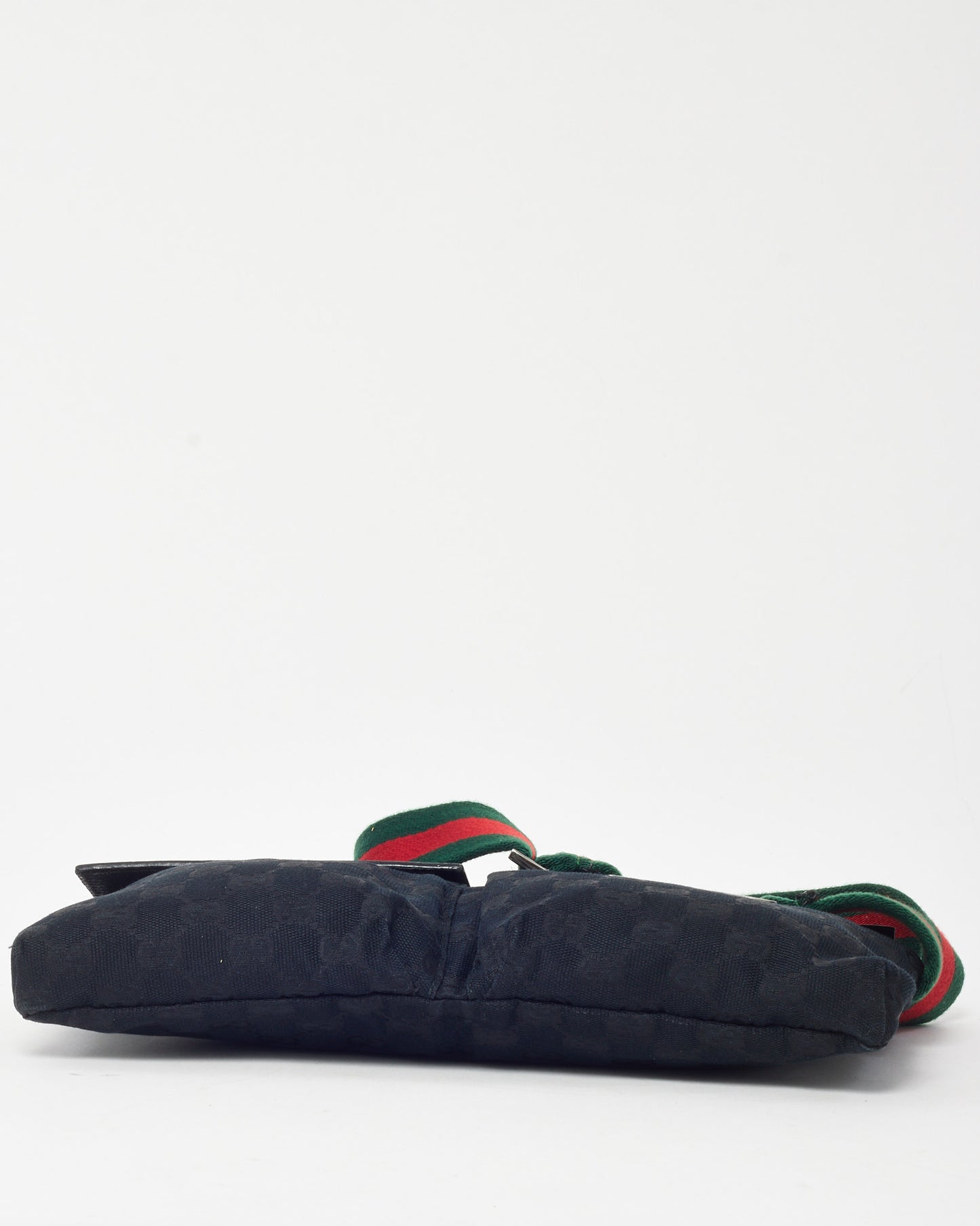 Gucci Black Monogram GG Canvas Double Pocket Belt Bag