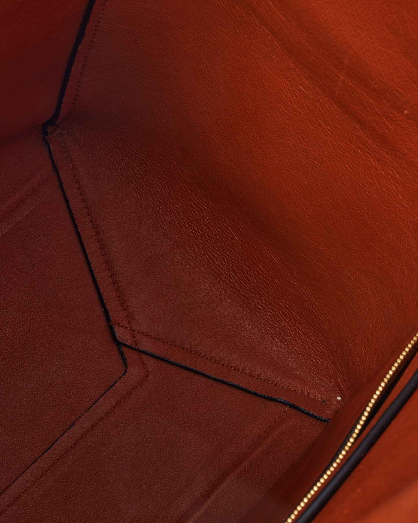 Celine Orange Tan Calfskin Leather Sangle Seau Bucket Bag